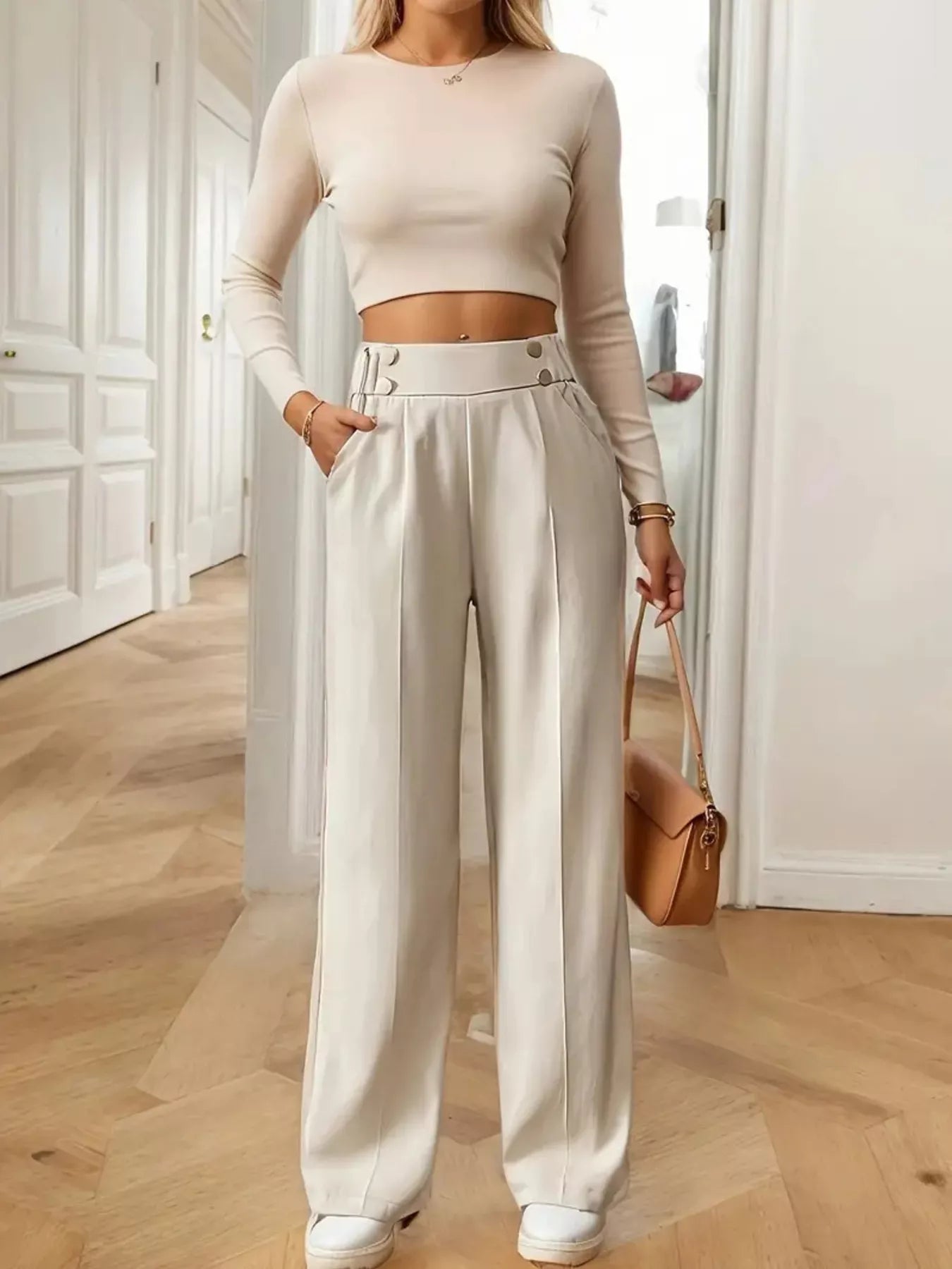 Full Size High-Waisted Wide-Leg Pants Plus Size