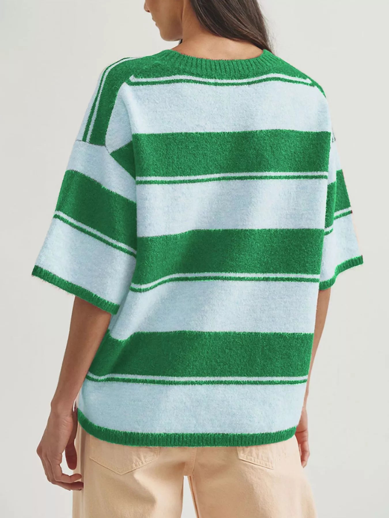 Striped Half Sleeve Sweater