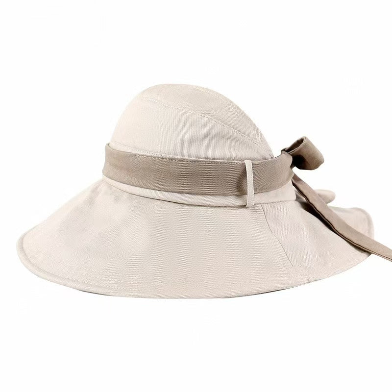 Wide Brim Sun Visor Hat with Ribbon