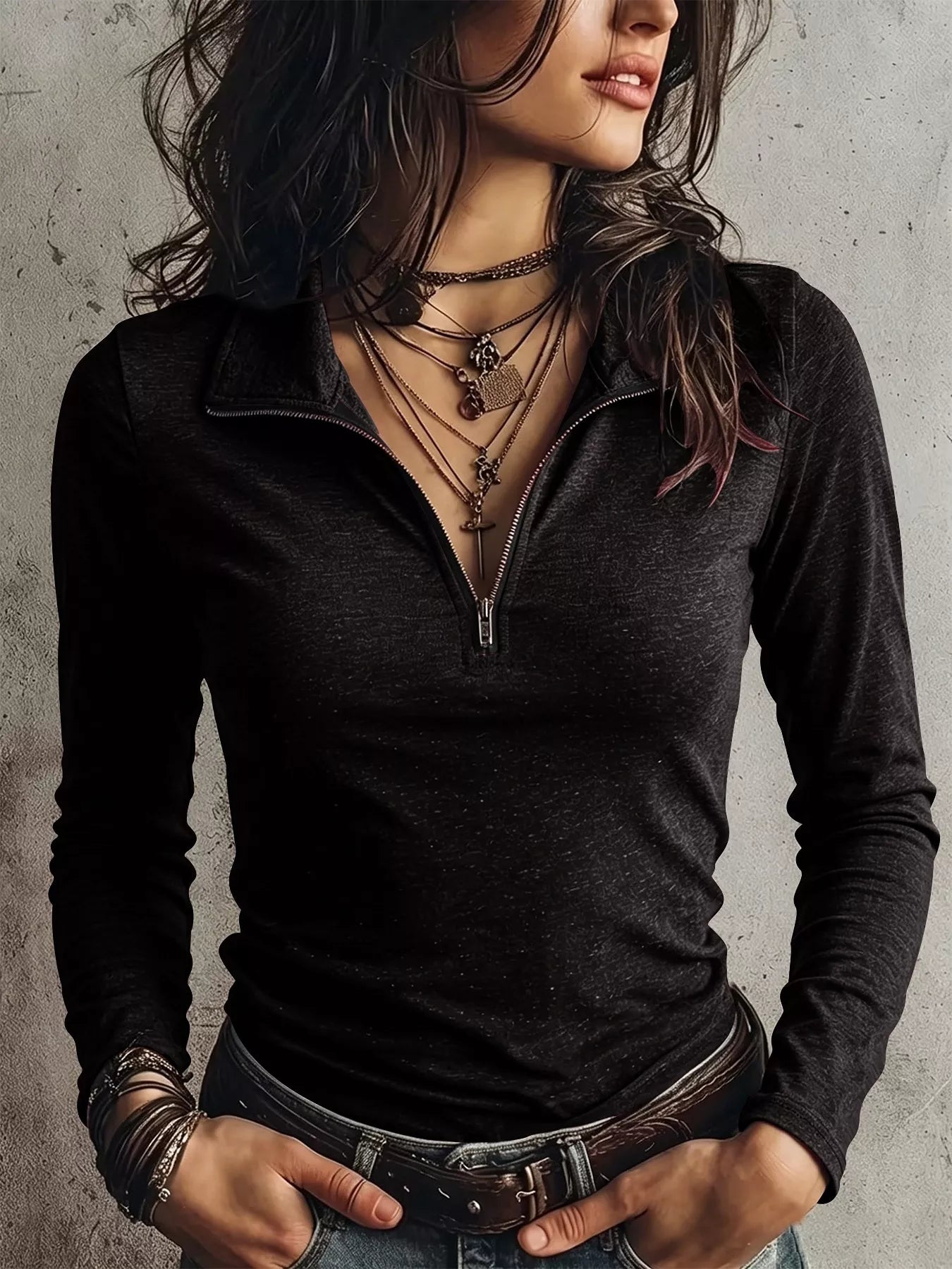 Slim Fit Long Sleeve Quarter-Zip T-Shirt