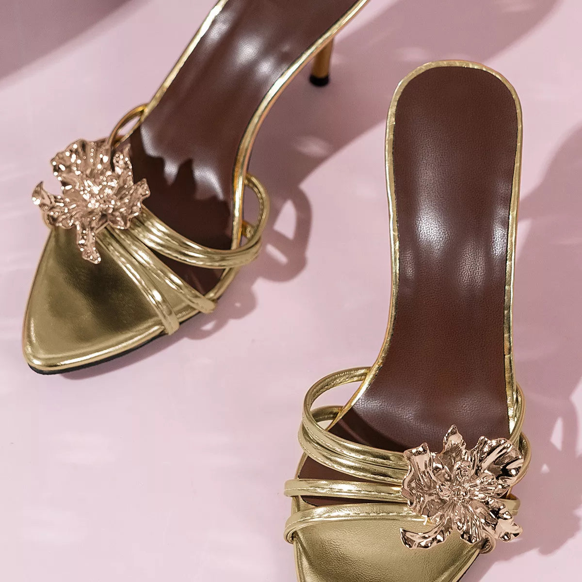 Floral Embellished High Heel Sandals