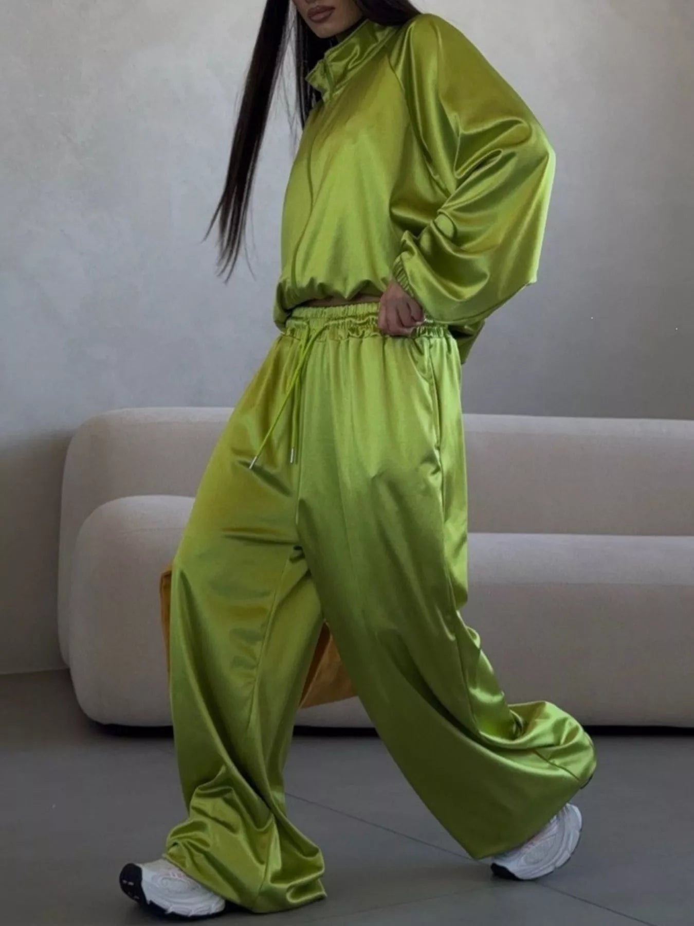 Zip Up Raglan Sleeve Jacket and Pants Set