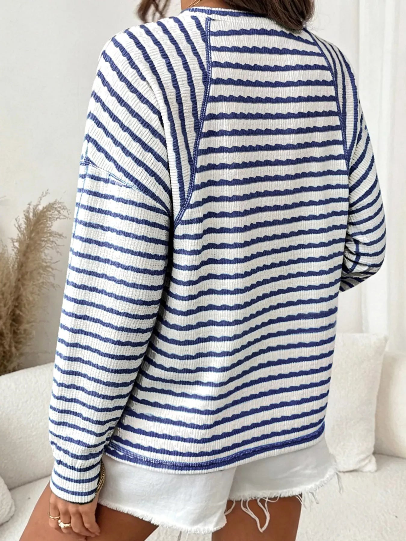 Casual Striped Raglan Sleeve Long-Sleeve T-Shirt
