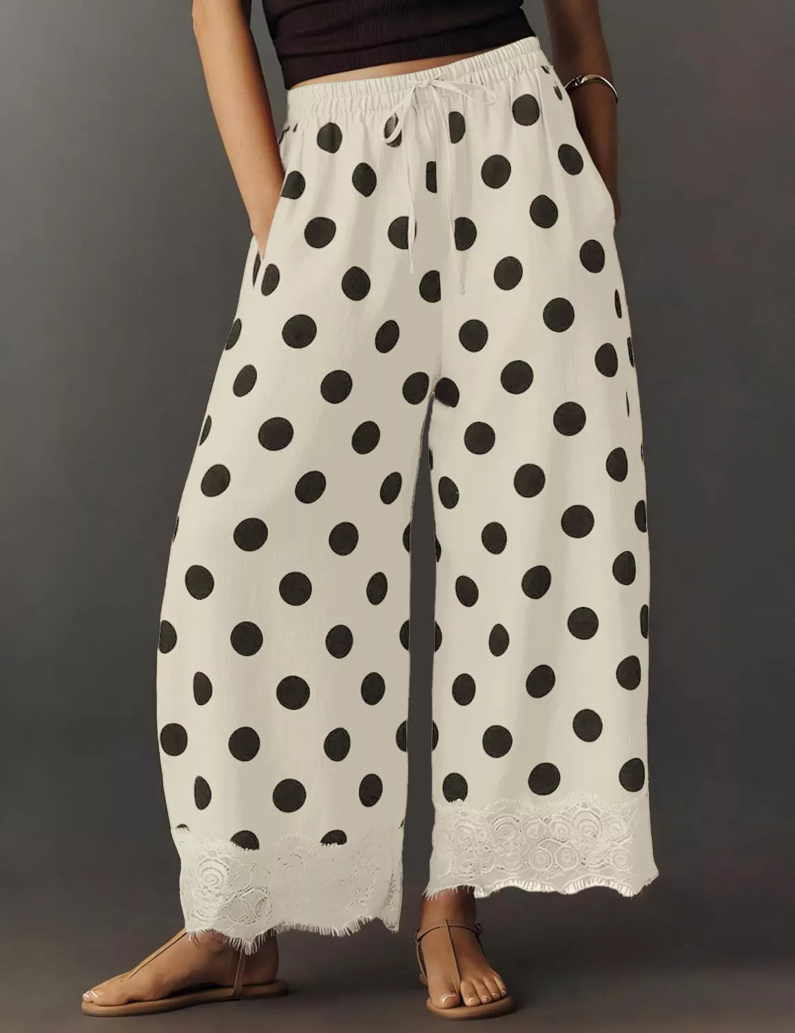 Drawstring Wide Leg Pants