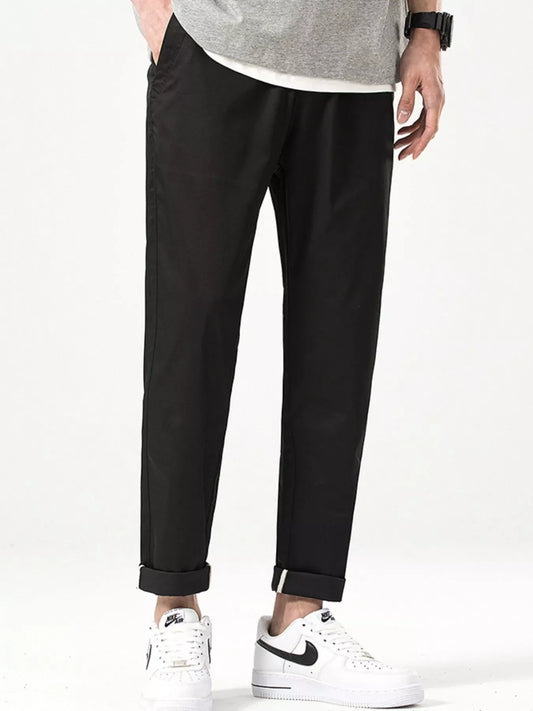 Men's Casual Straight-Leg Cropped Pants