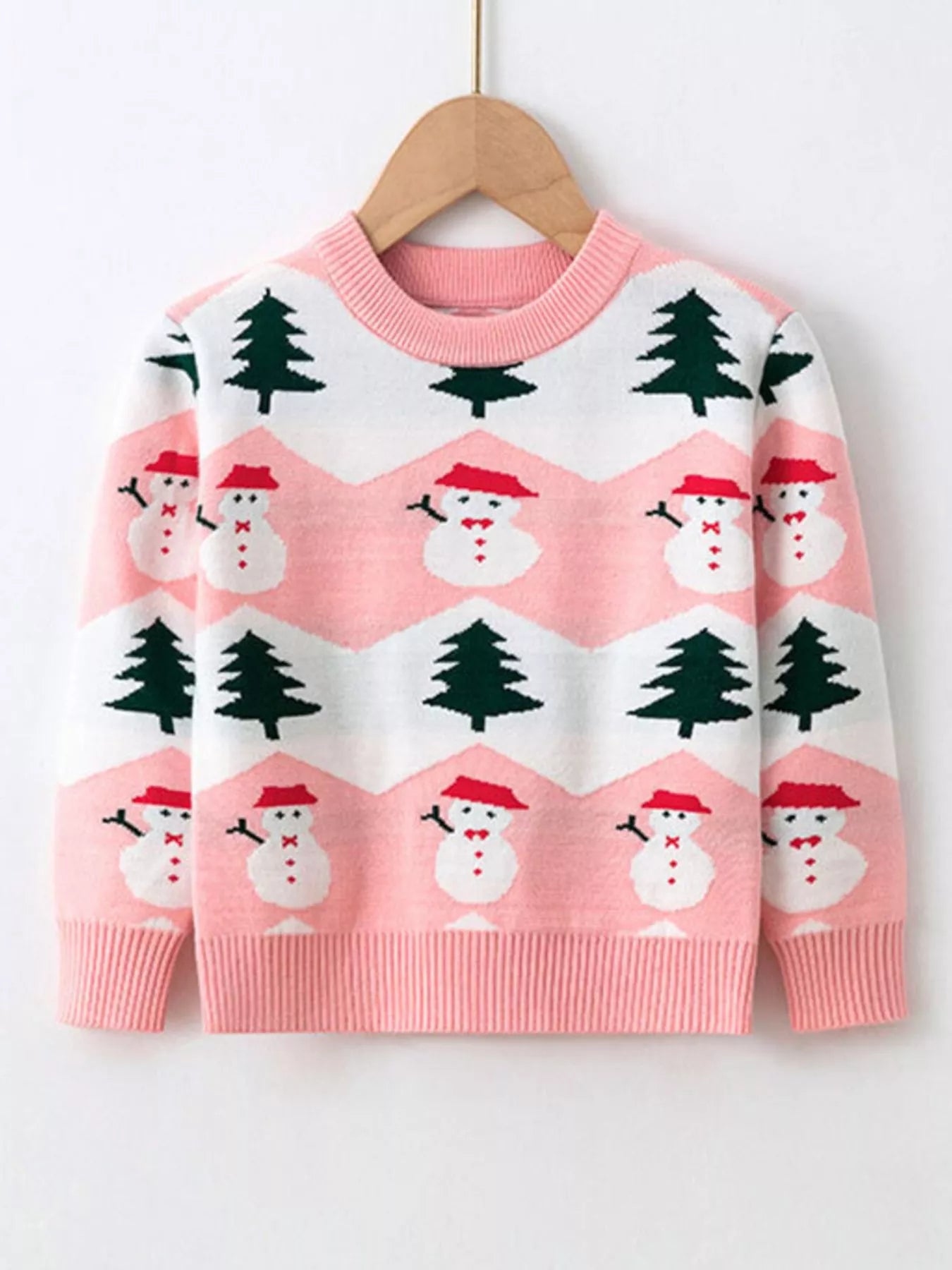 Children's Snowman & Tree Pattern Sweater