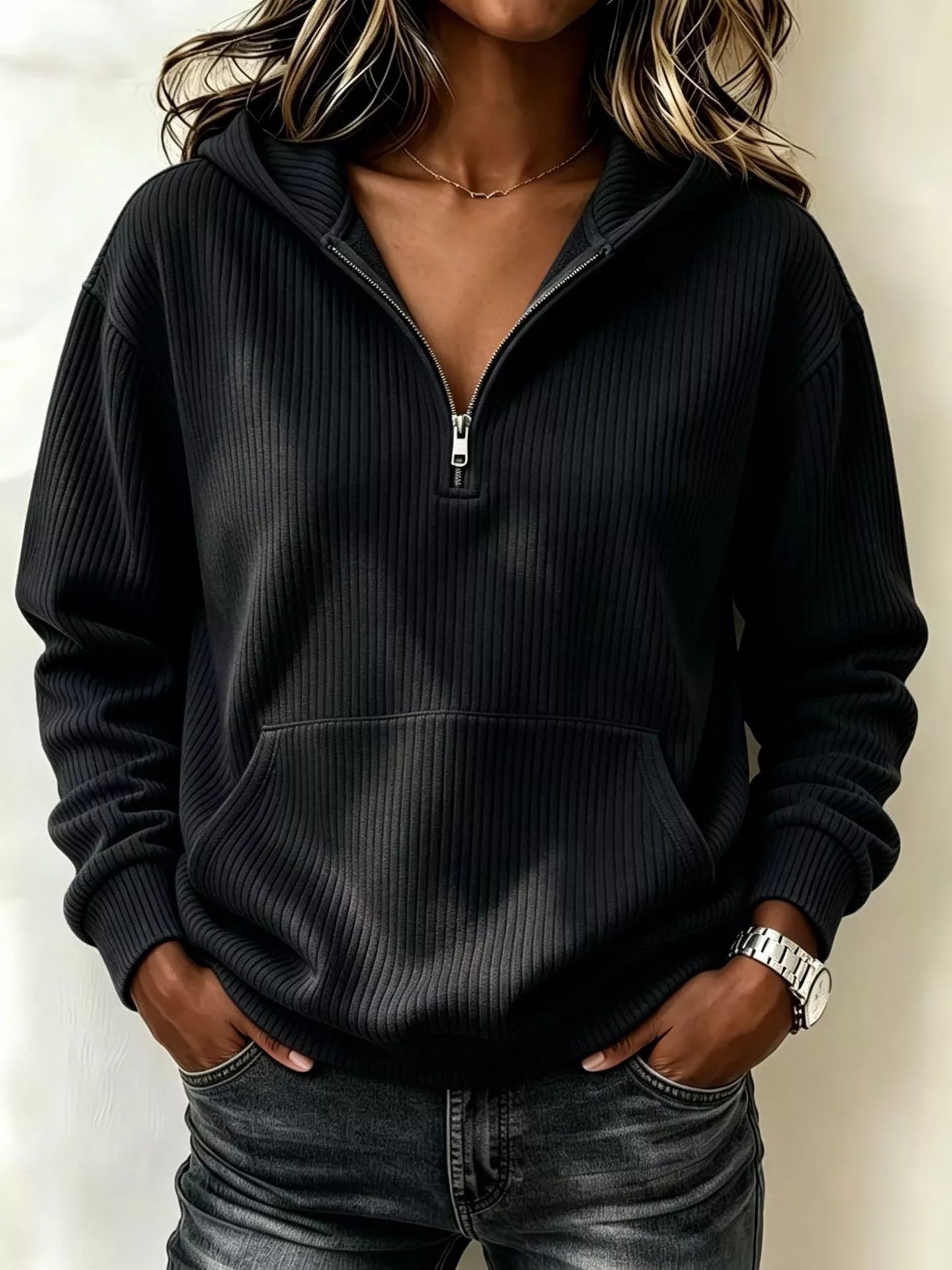 Kangaroo Pocket Half-Zip Hoodie