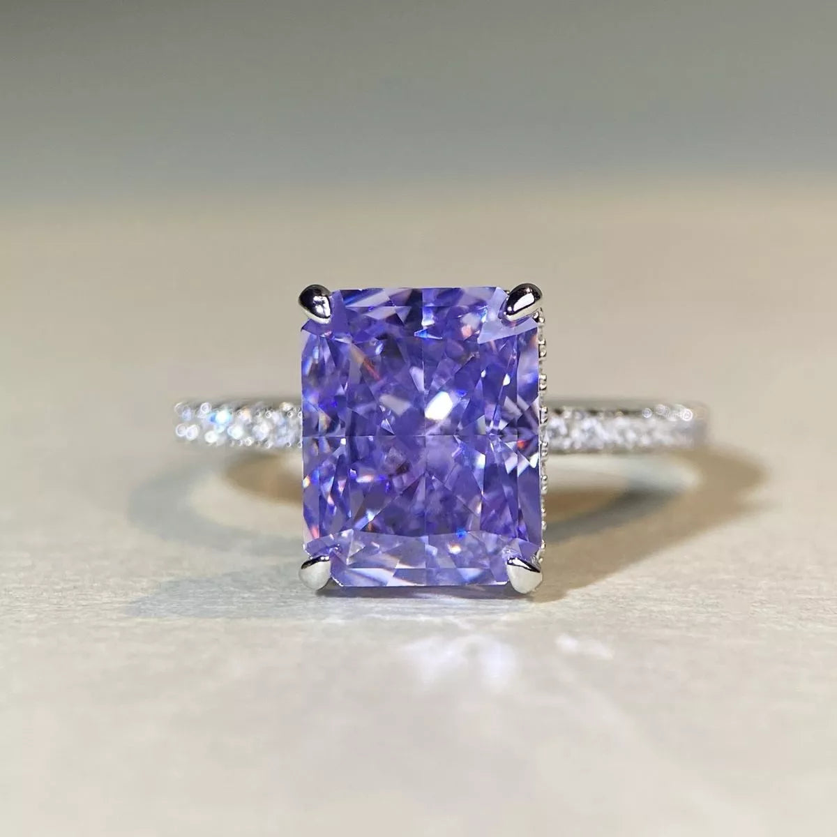 925 Sterling Silver Zircon Geometric Ring