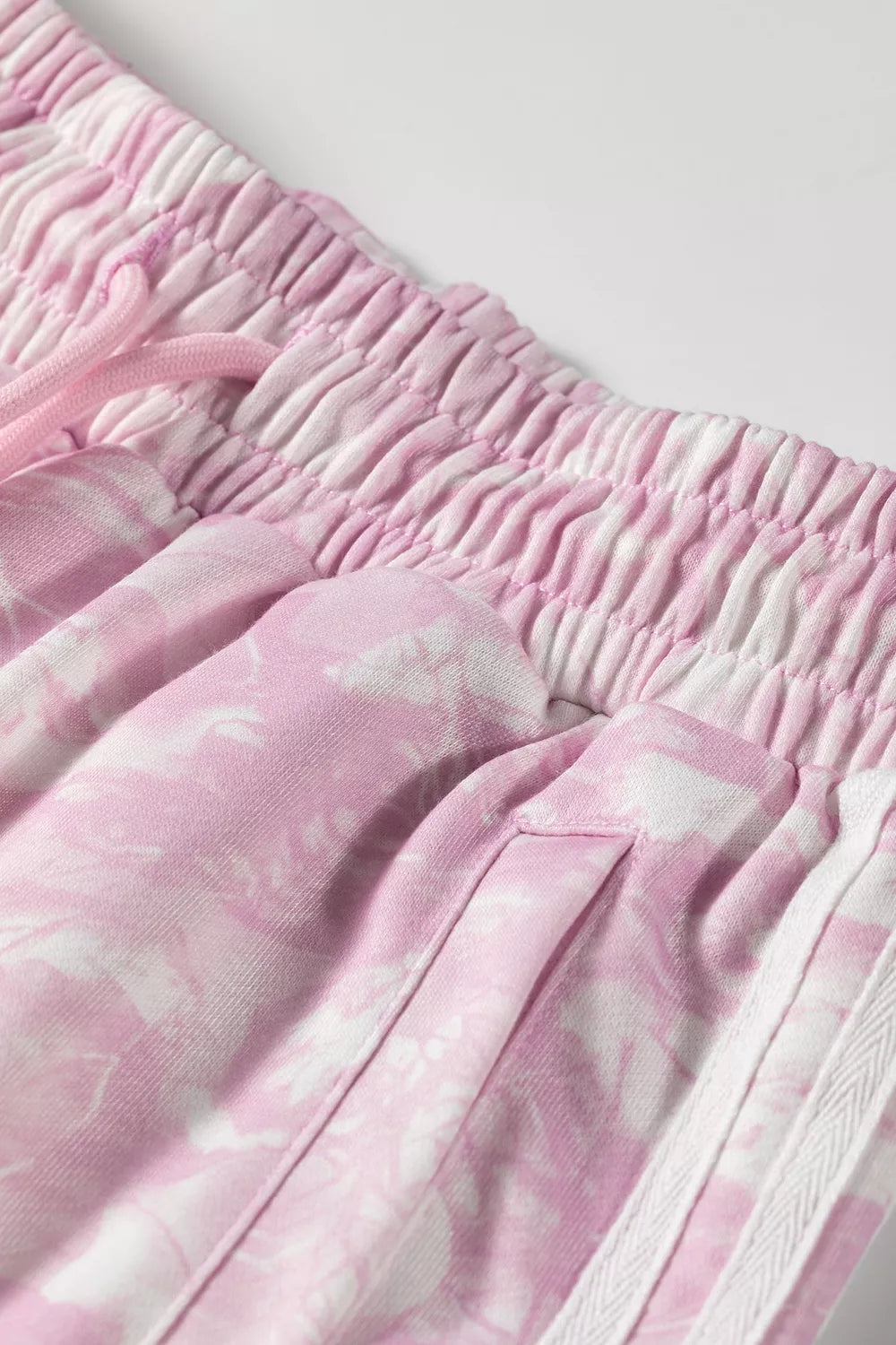 Abstract Print Side Stripe Detail Long Sleeve Top Loose Pants Set