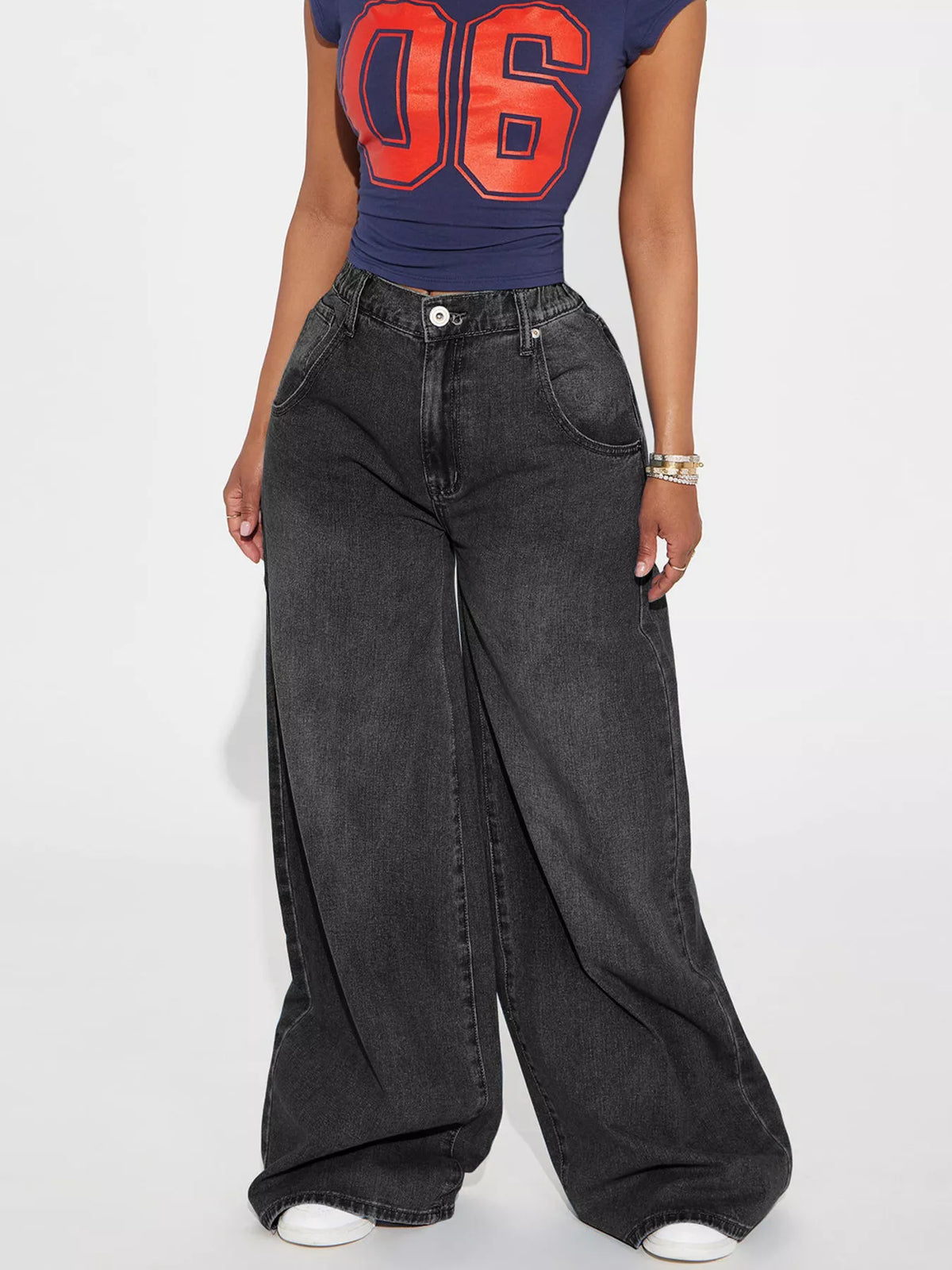 Full Size High-Waisted Wide-Leg Jeans Plus Size
