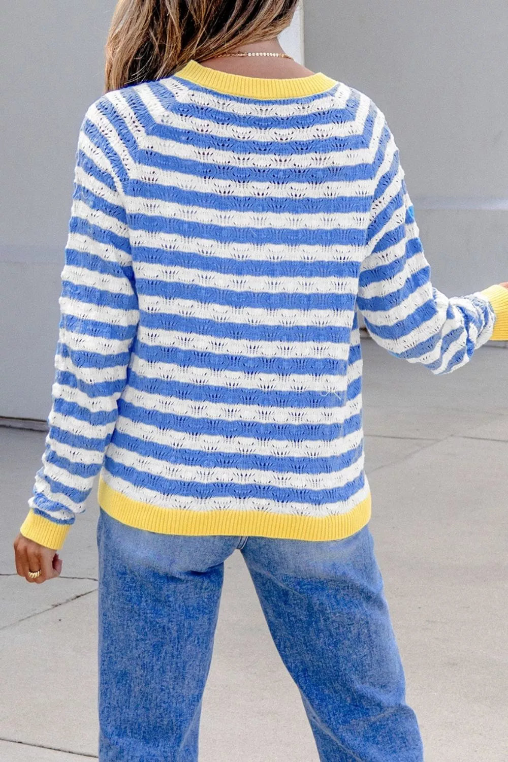Striped Knit Button Up Cardigan