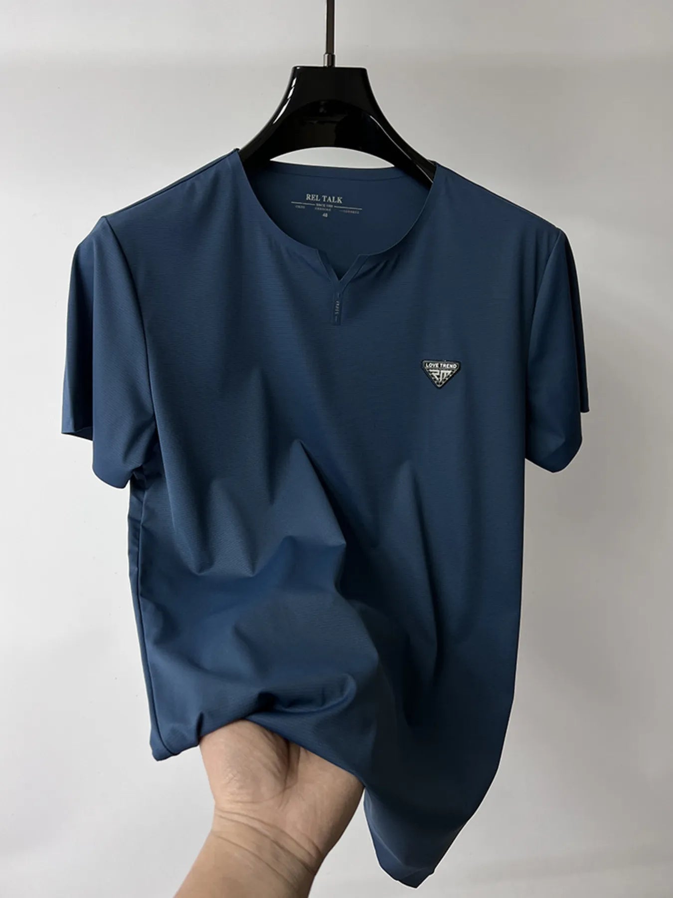 Men's Plus Size Notched Short Sleeve T-Shirt