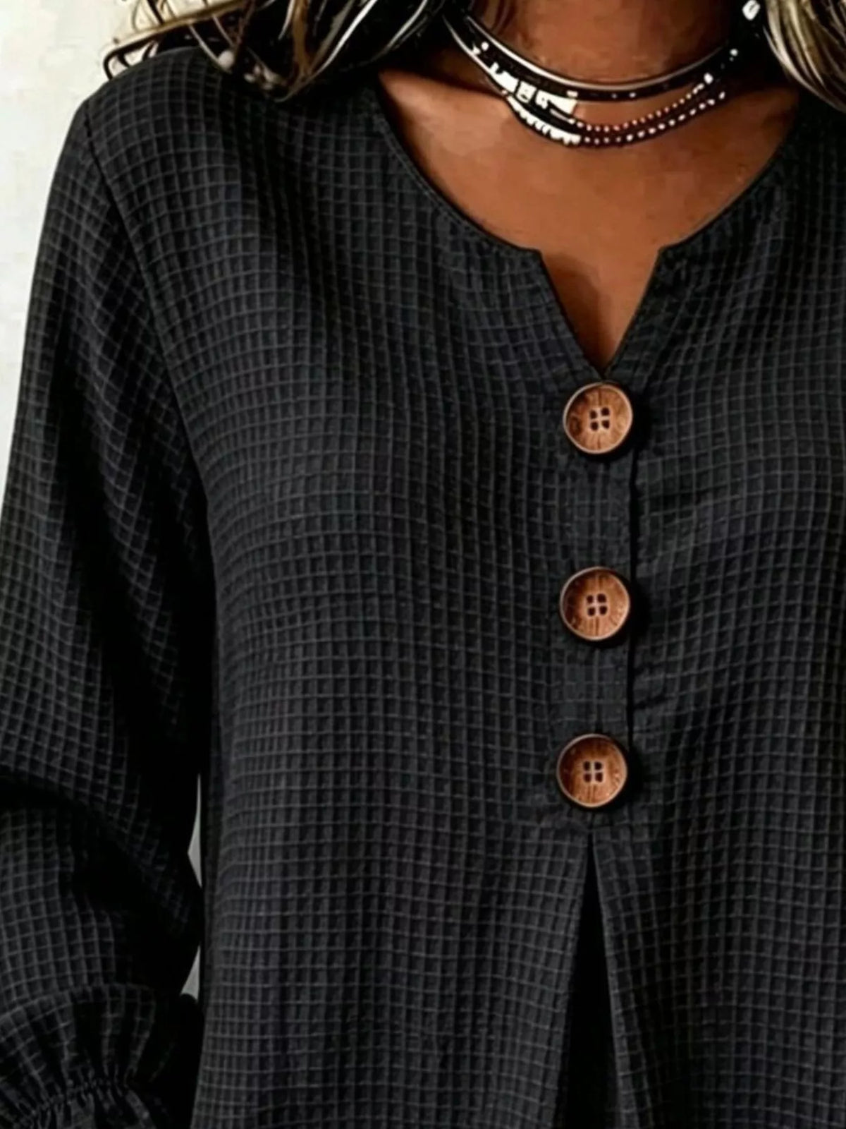 Full Size Waffle Knit Flounce Sleeve Blouse Plus Size