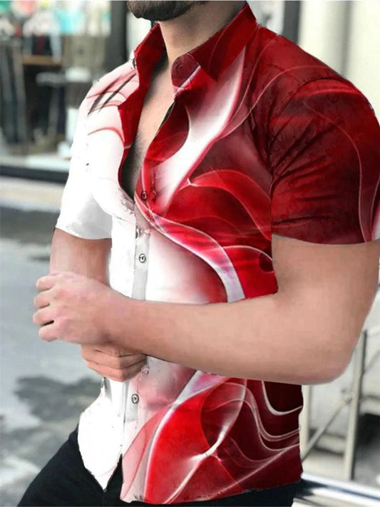 Men's Full Size Printed Short Sleeve Shirt Plus Size