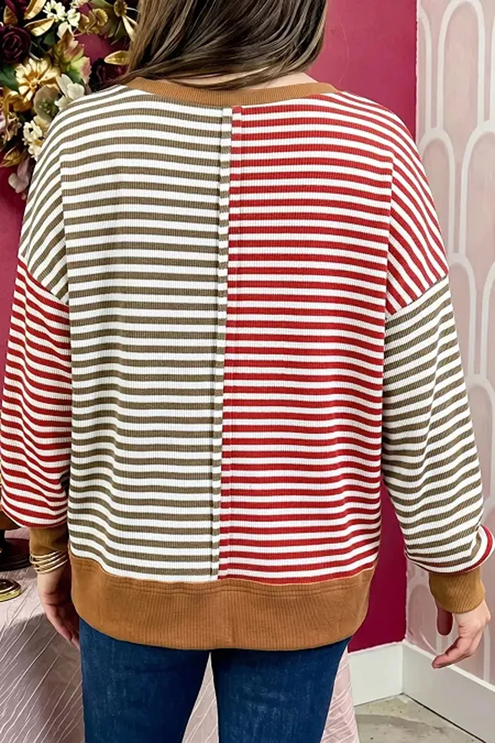 Colorblock Striped V-Neck Top