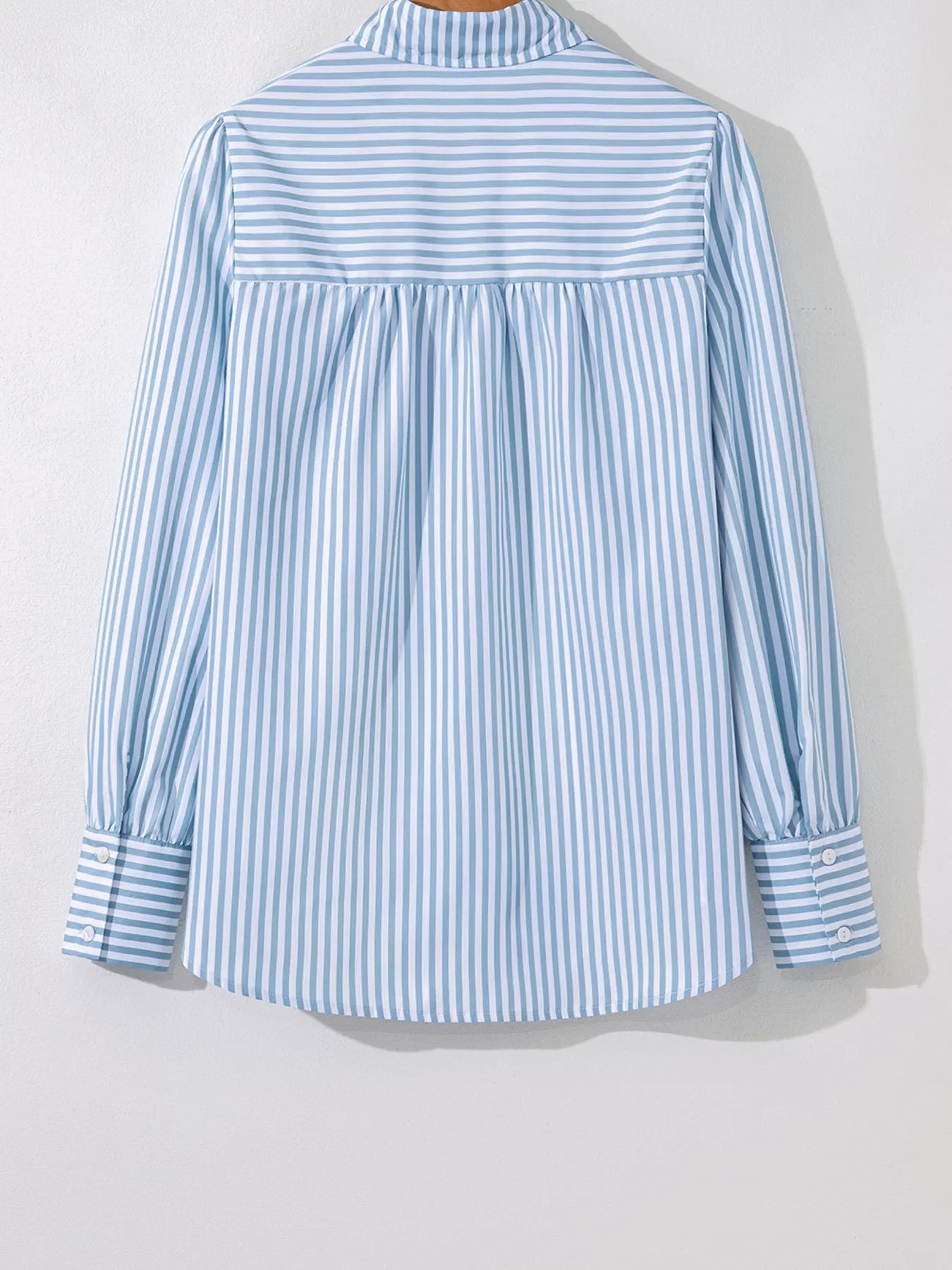 Striped Smocked Collared Neck Blouse