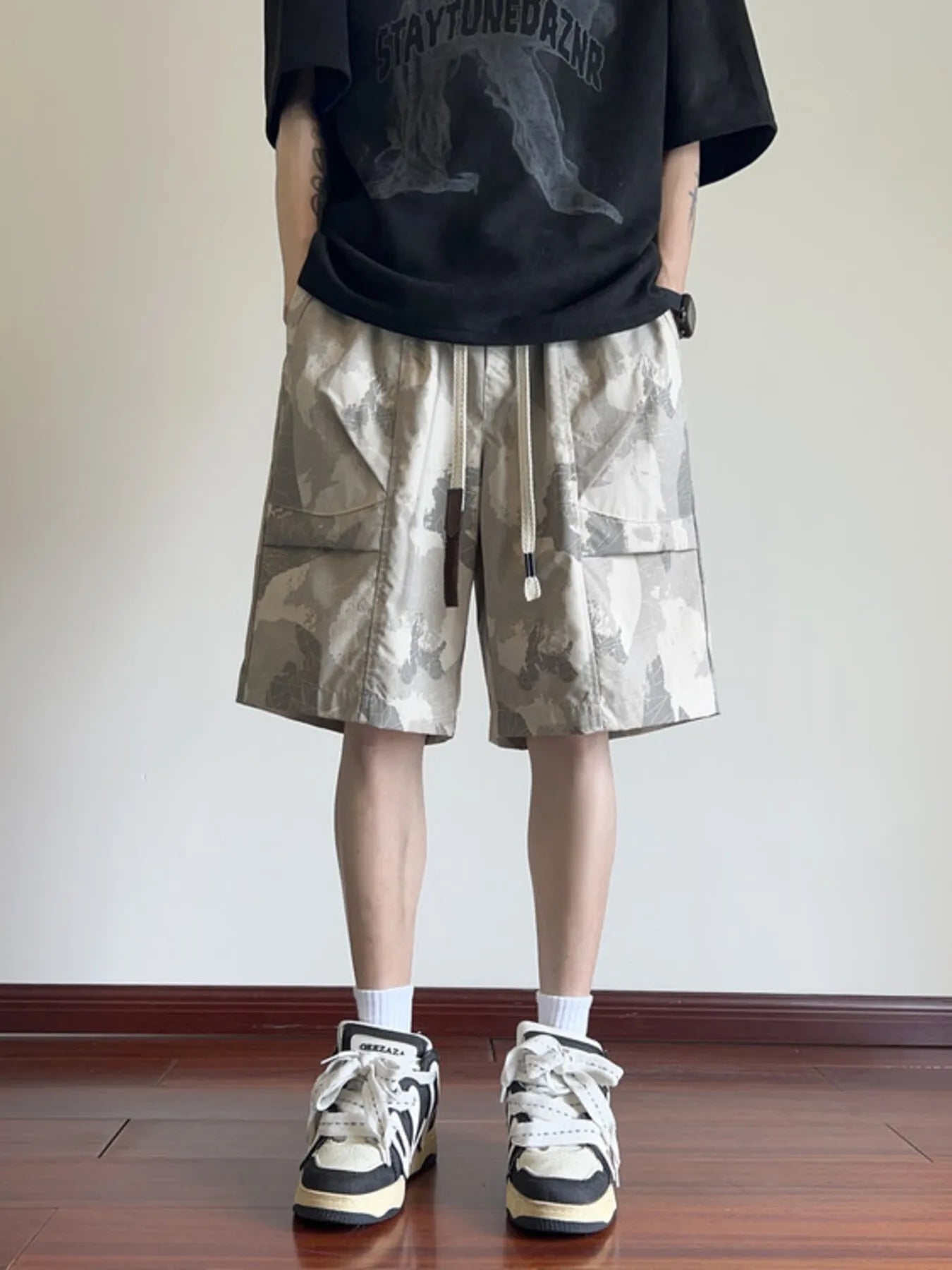 Men's Plus Size Drawstring Wide Leg Shorts