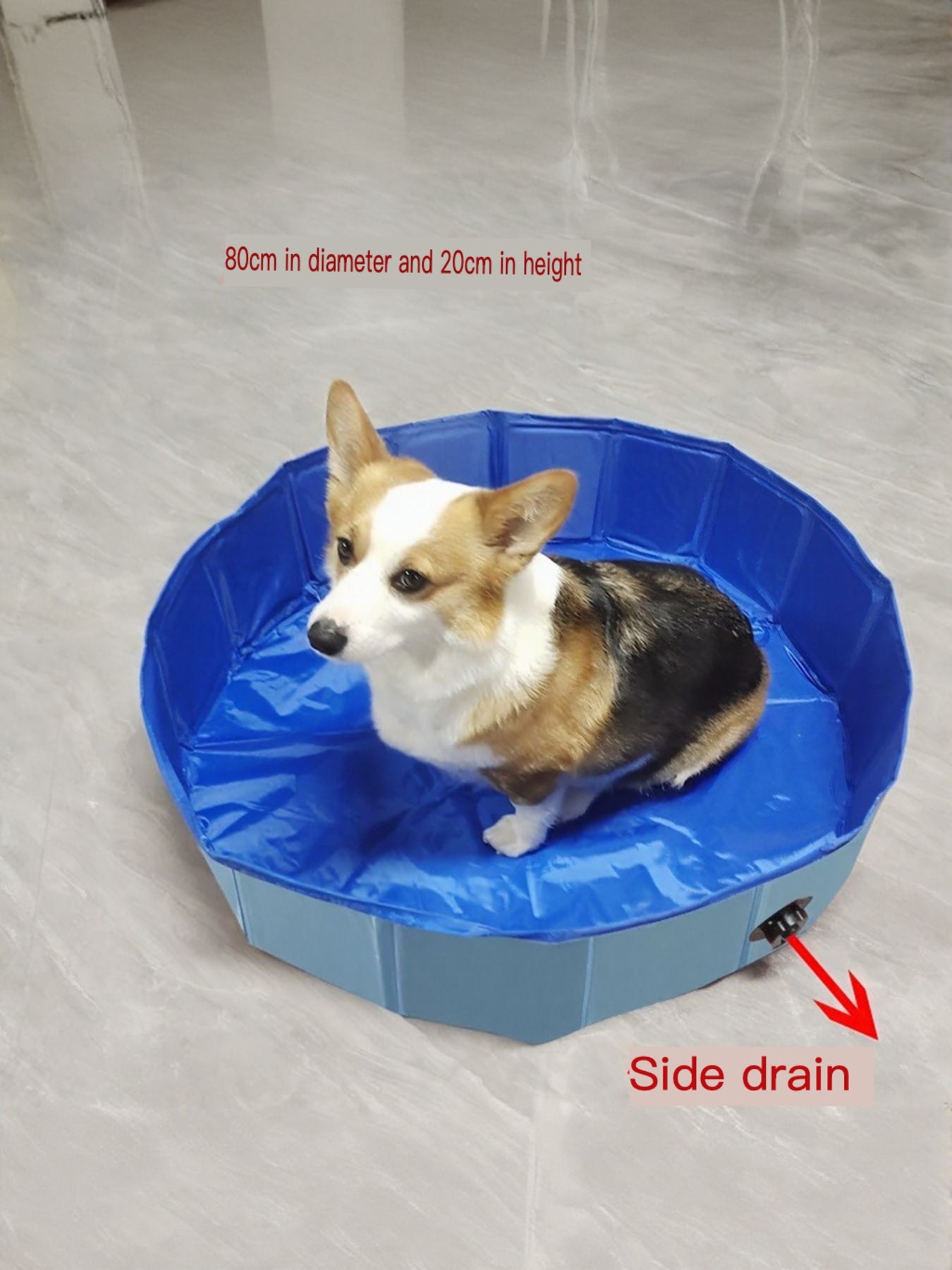 Foldable Pet Bath Pool with Side Drain
