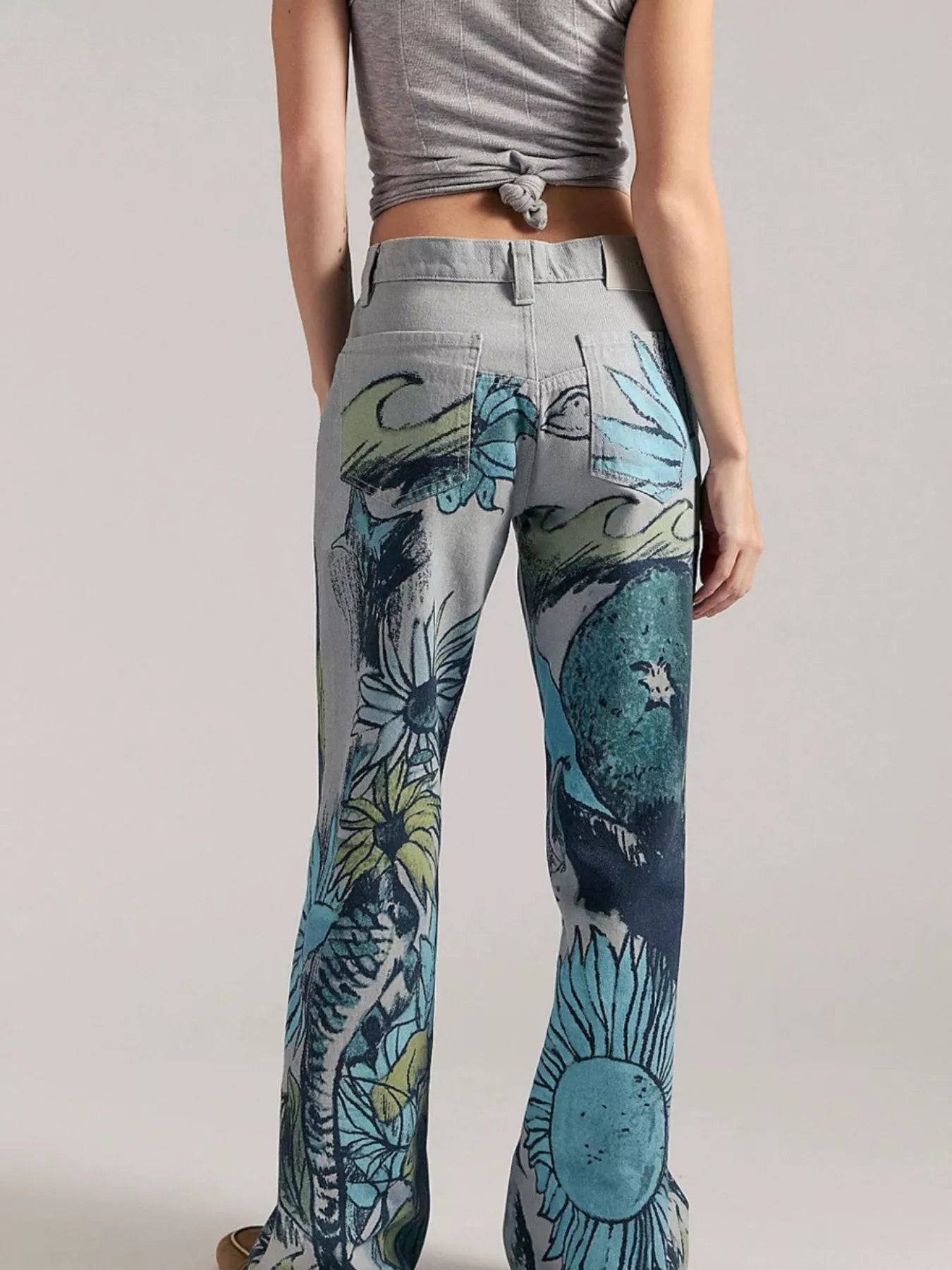 Printed Wide Leg Jeans