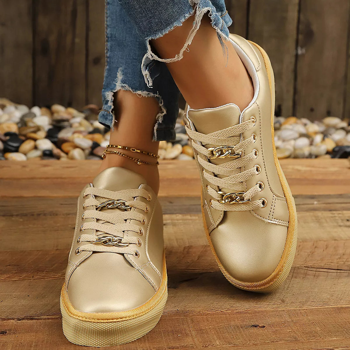 Round Toe Platform Sneakers