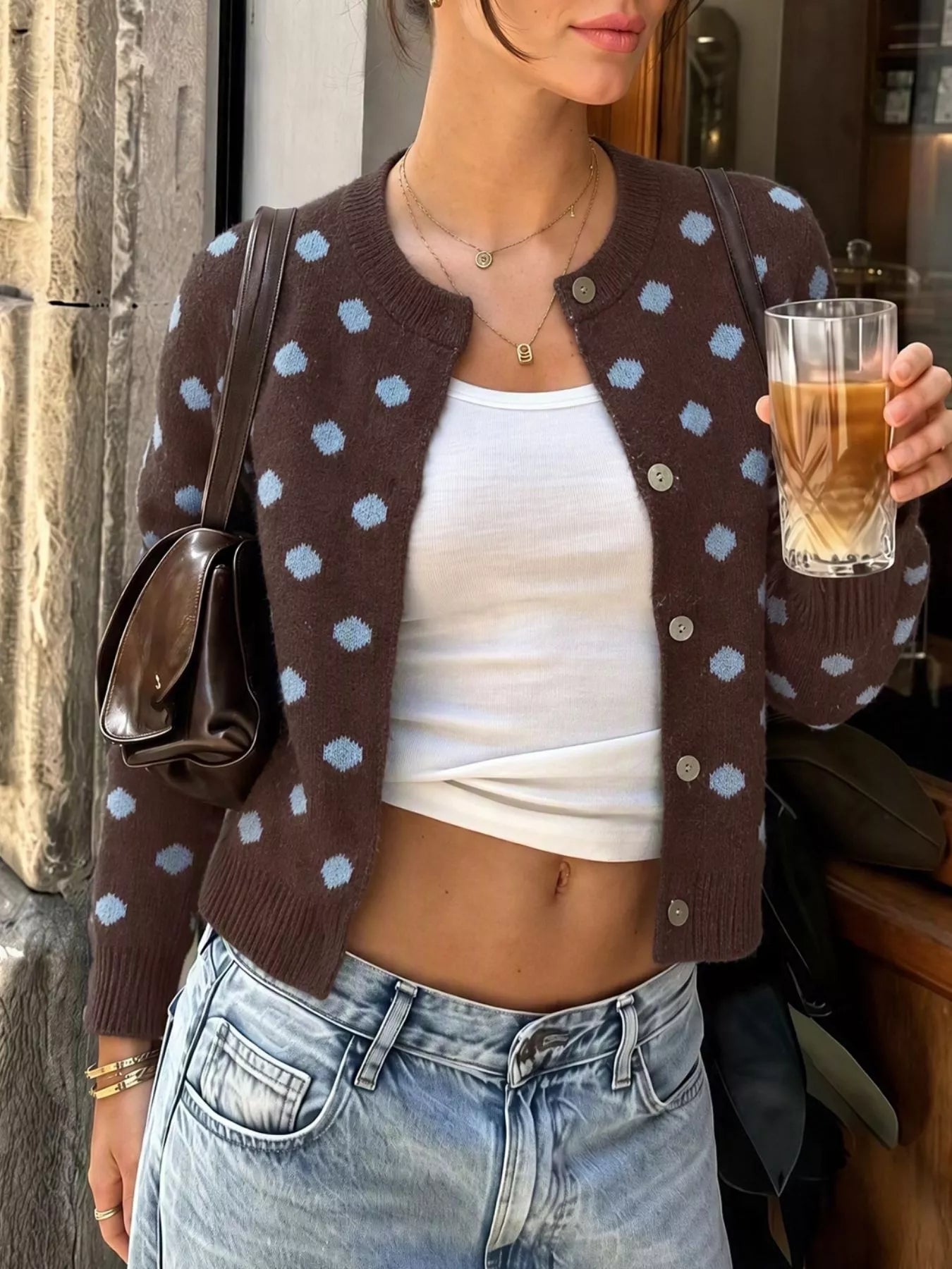 Polka Dot Button Up Cardigan