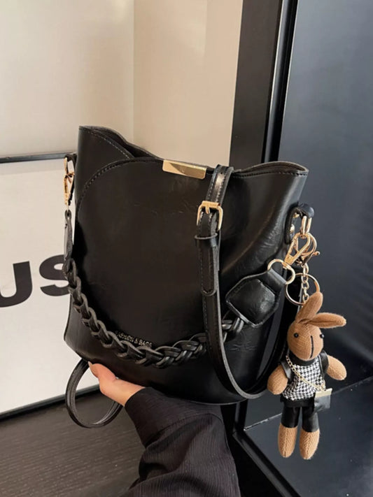 Bucket Style Crossbody Bag with Braided Detail