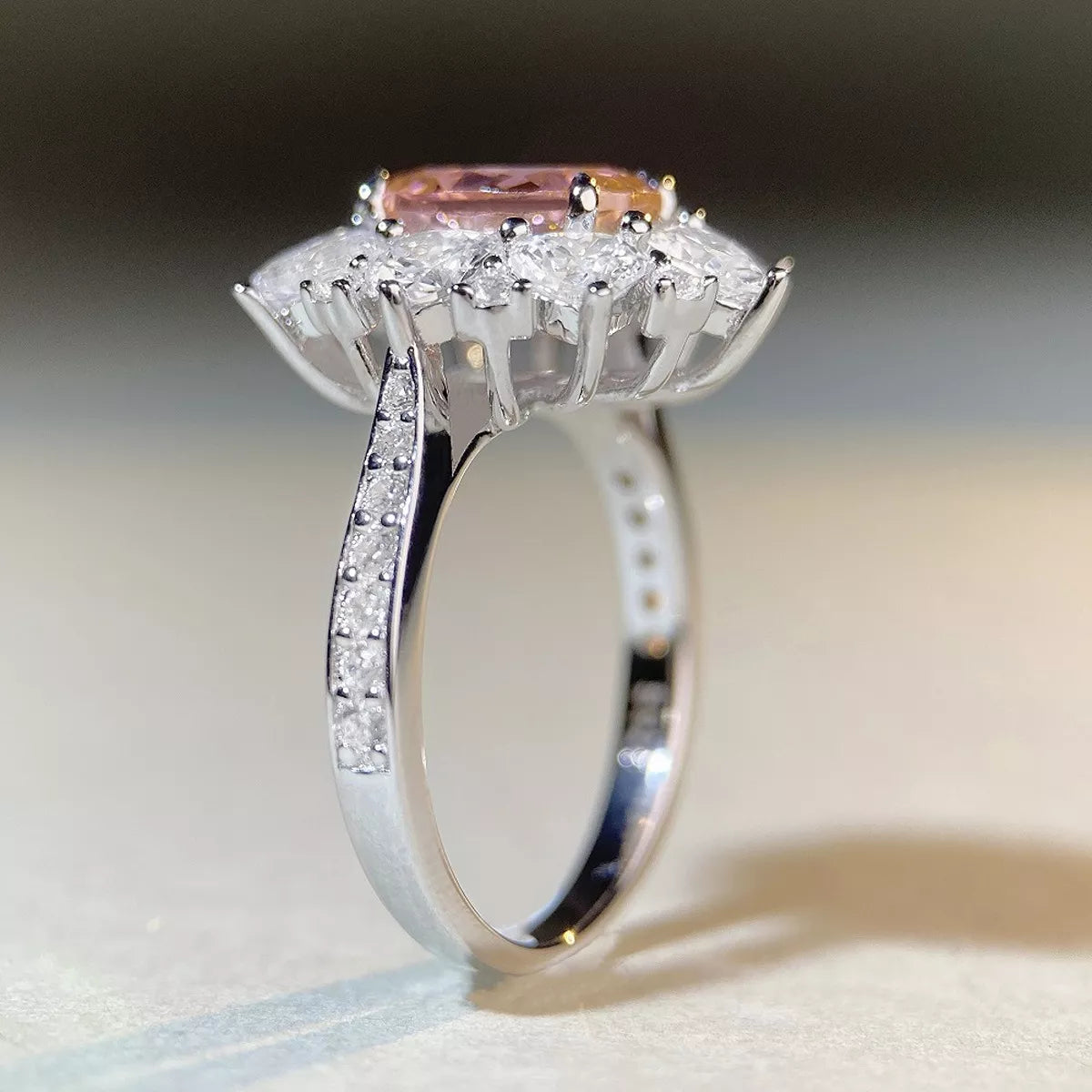 925 Sterling Silver Zircon Flower Ring
