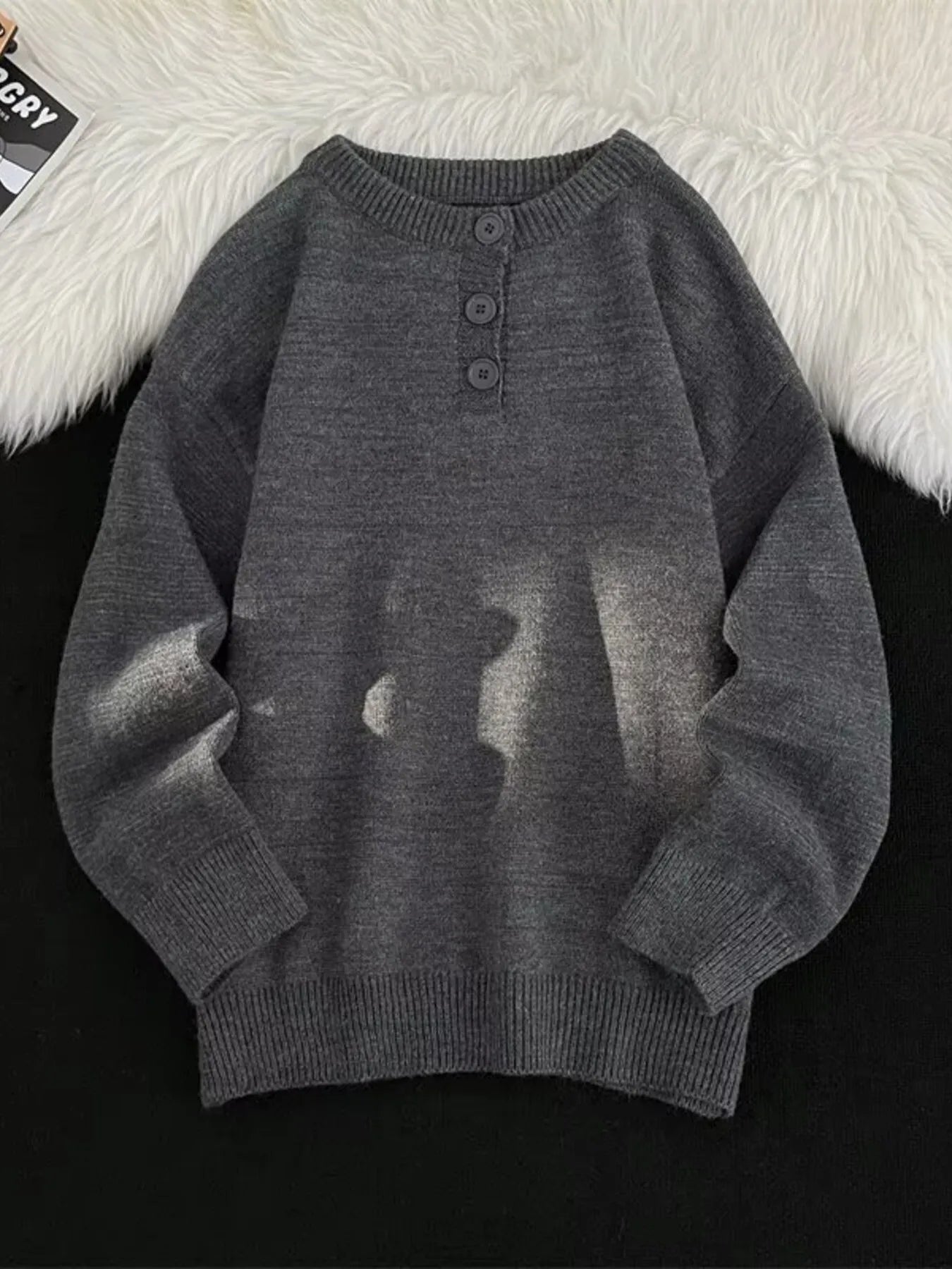 Men's Button Detail Long Sleeve Sweater