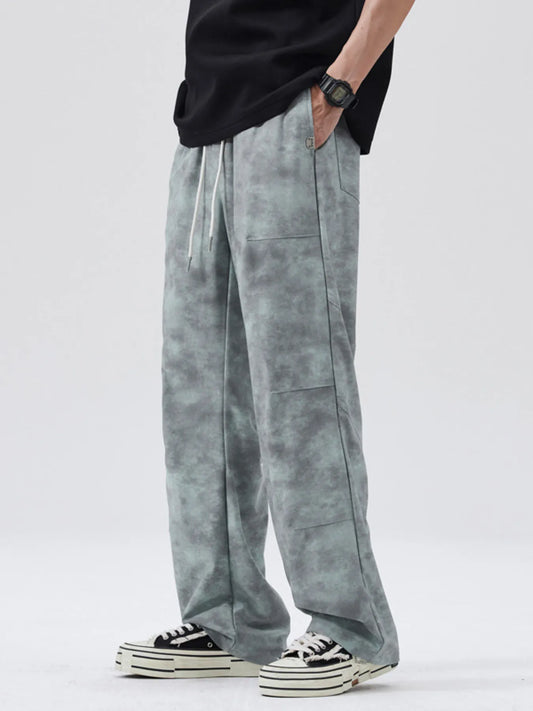 Men's Full Size Relaxed Fit Tie-Dye Wide Leg Cargo Pants Plus Size