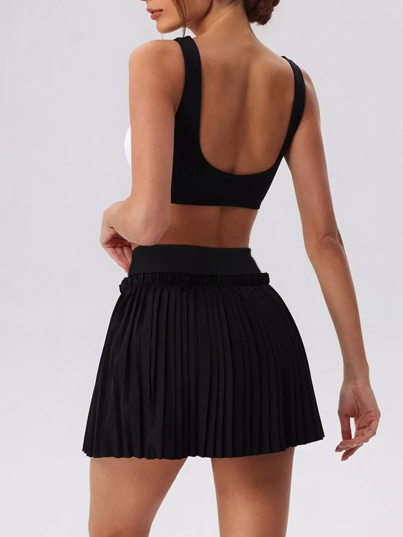 Sleeveless Top and Pleated Skirt Active Set