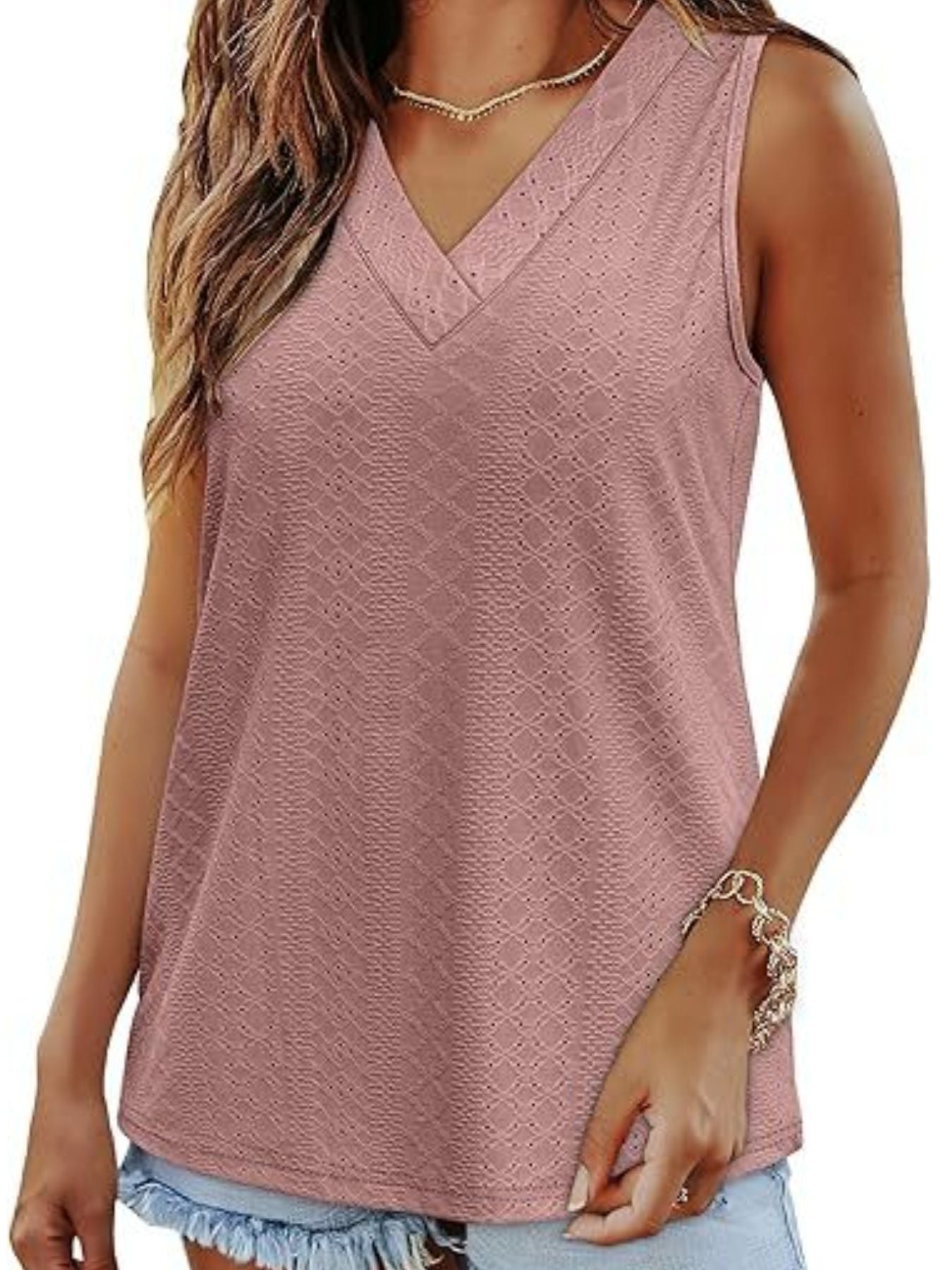 Eyelet V-Neck Tank