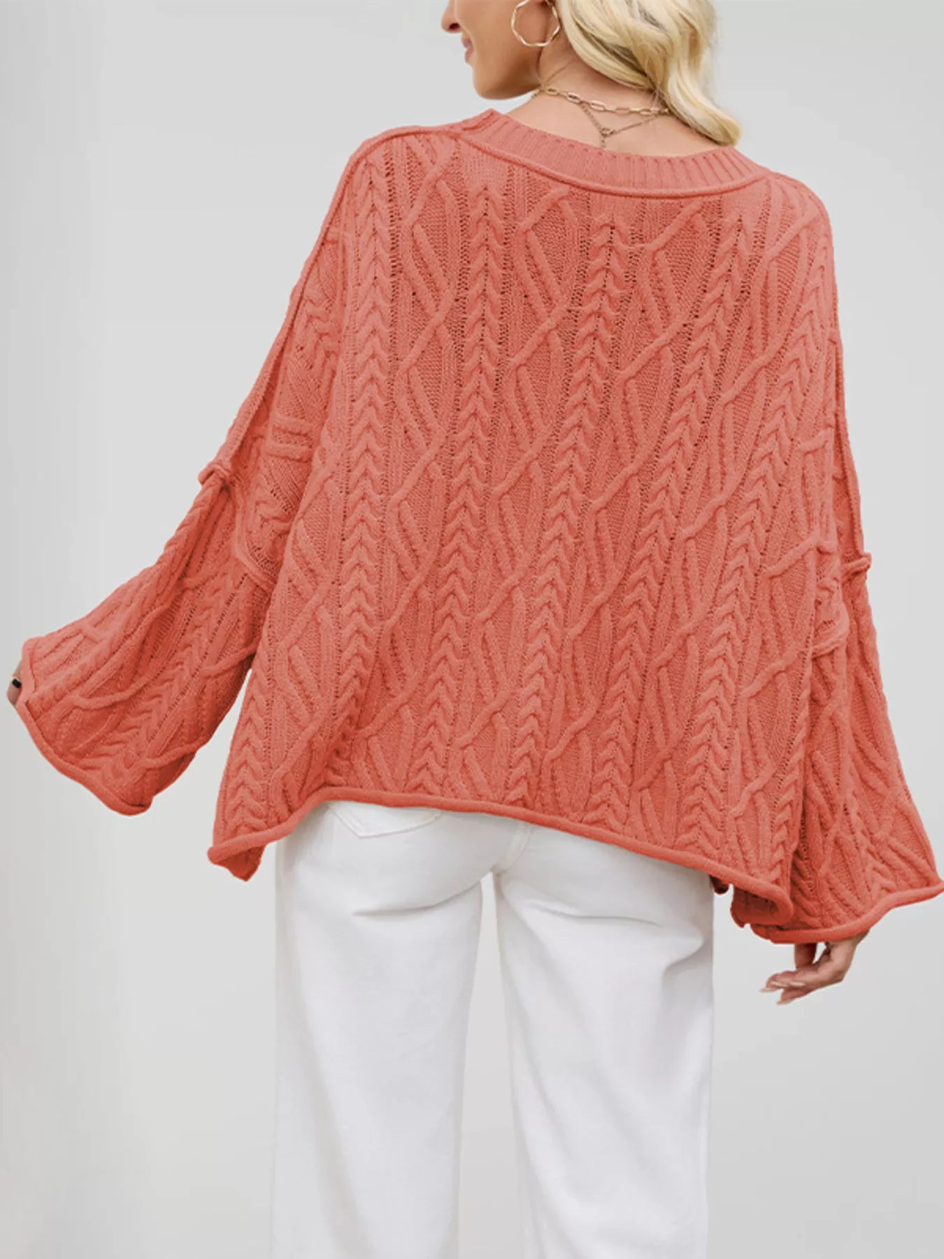 Cozy Cable Knit Drop Shoulder Oversize Sweater