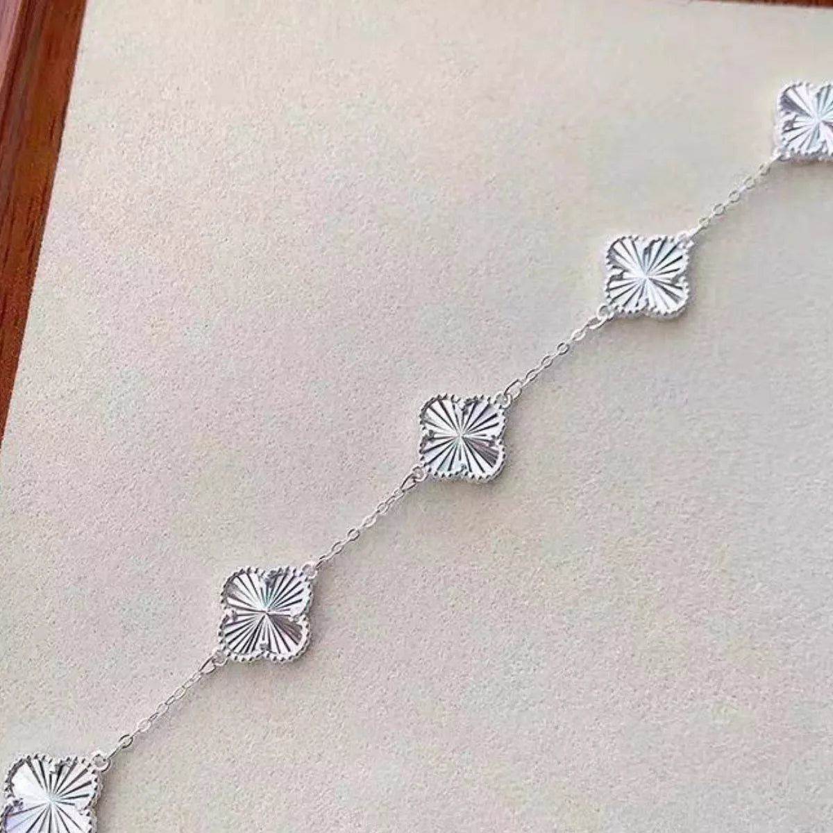 925 Sterling Silver Chain Four Leaf Clover Bracelet