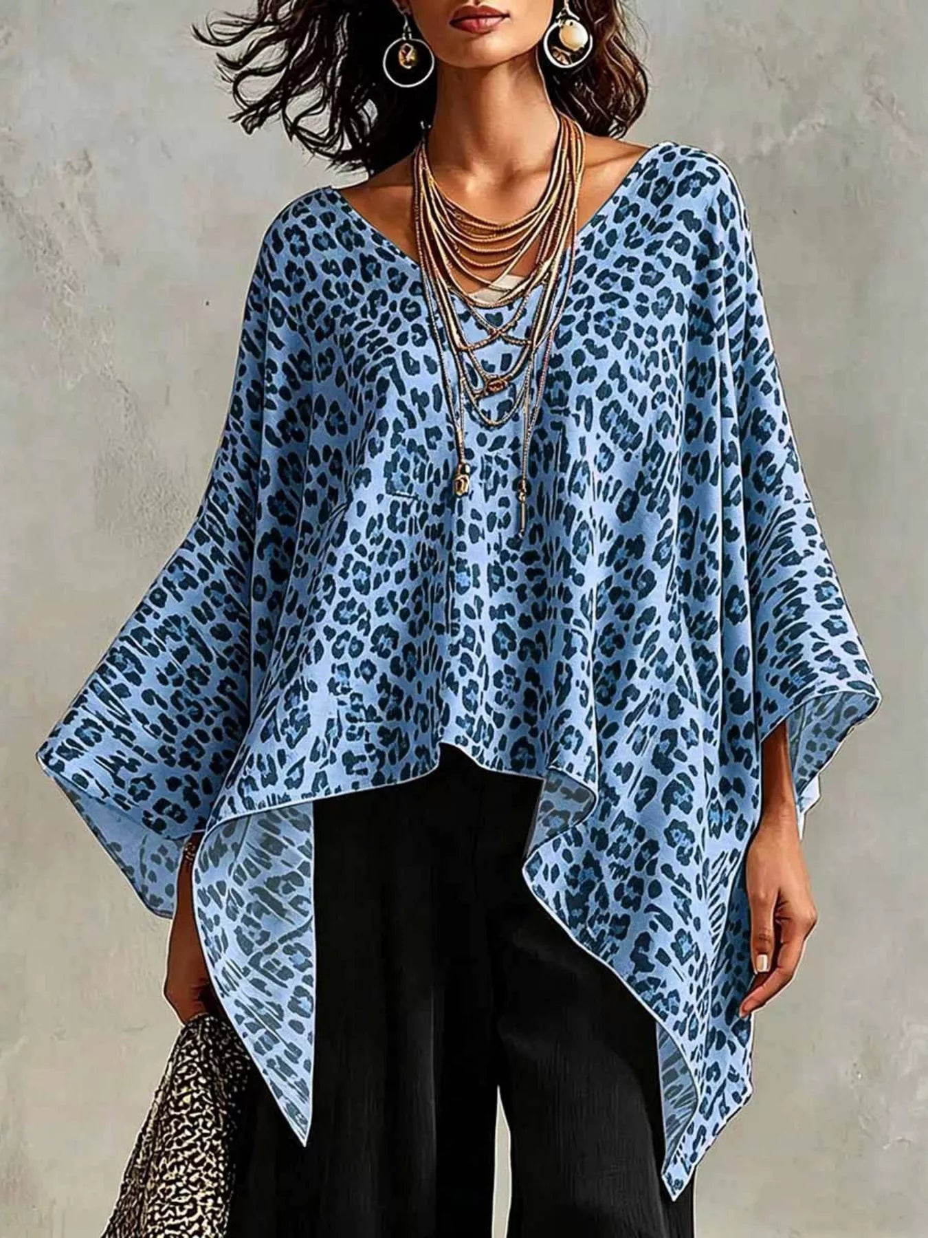 Full Size Leopard Print Asymmetrical Hem Top Plus Size