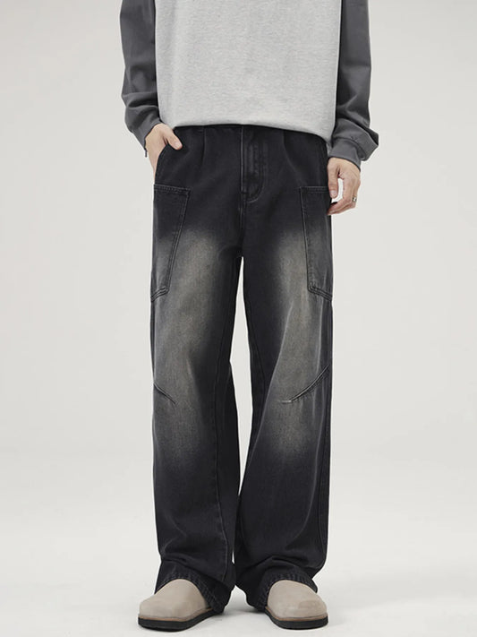 Men's Full Size Washed Wide Leg Baggy Jeans Plus Size
