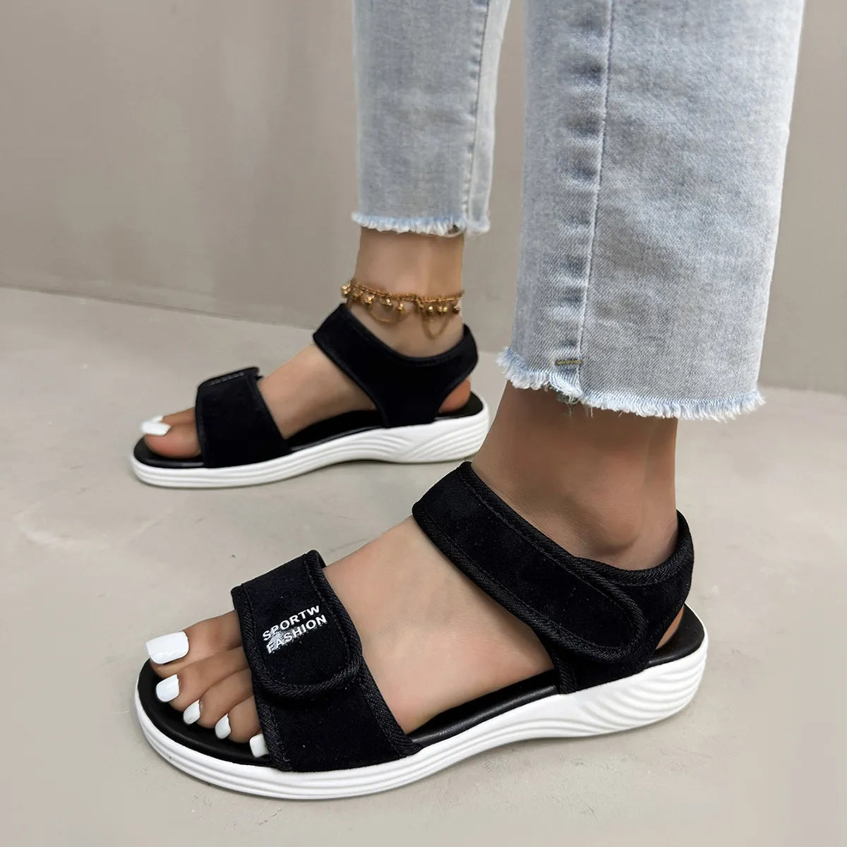 Velcro Strap Open Toe Sandals
