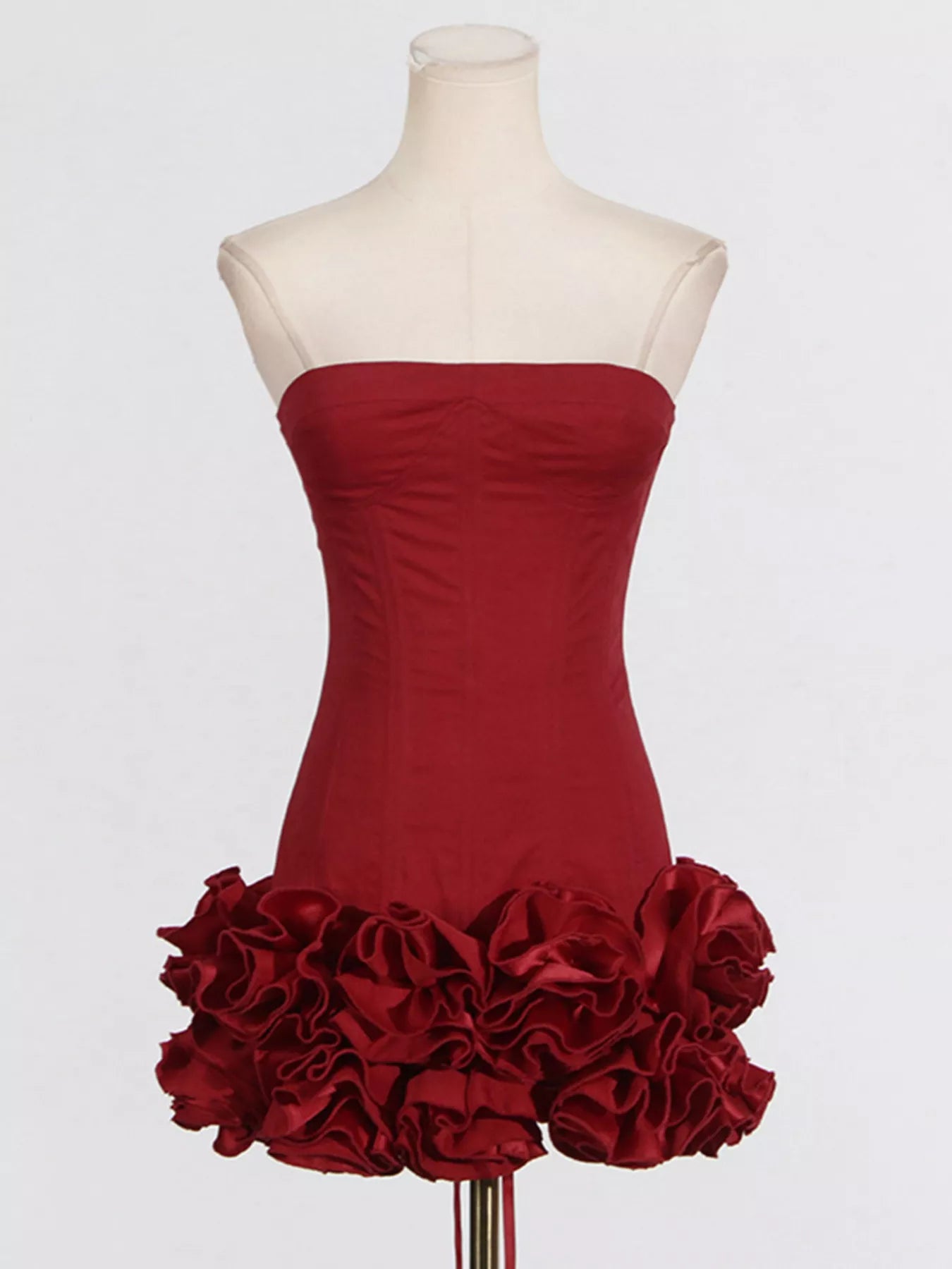 Ruffled Hem Tube Mini Dress