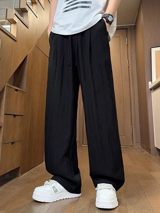 Men's Full Size Drawstring Wide Leg Casual Pants Plus Size