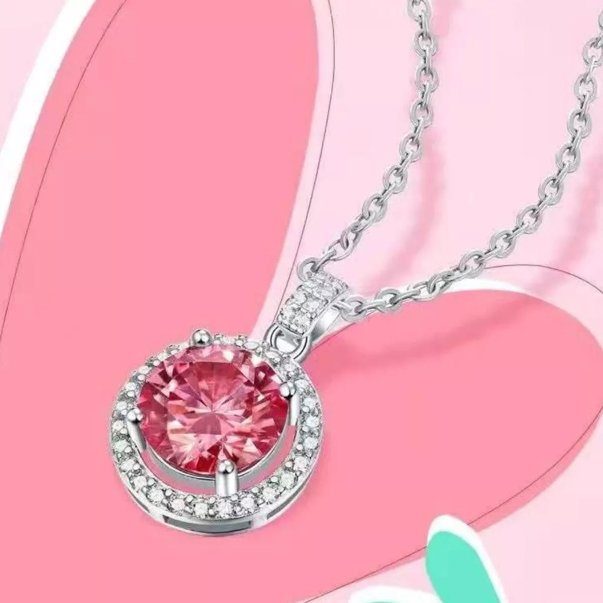 3 Carat Moissanite 925 Sterling Silver Pendant Necklace