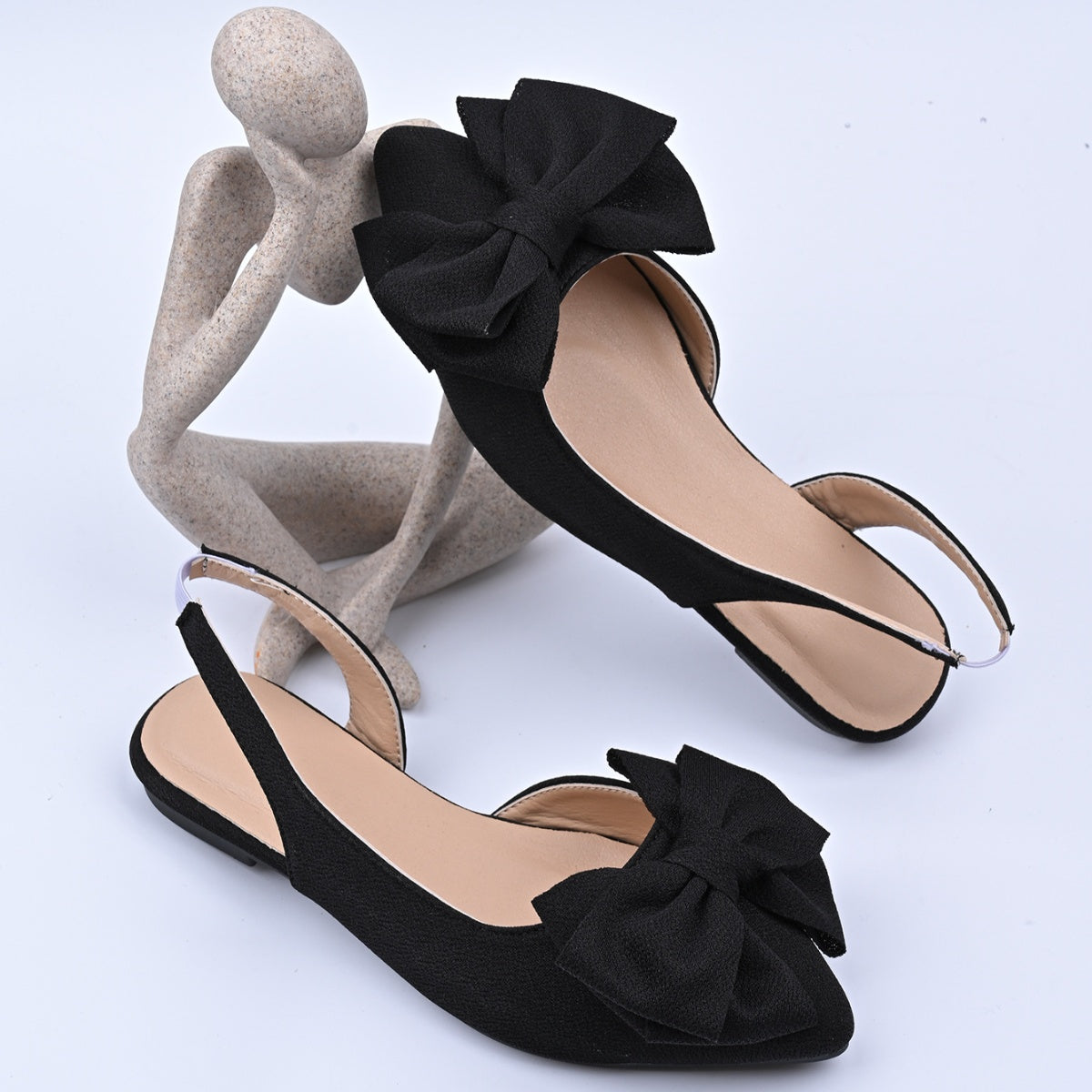 Bow Point Toe Slingback Sandals