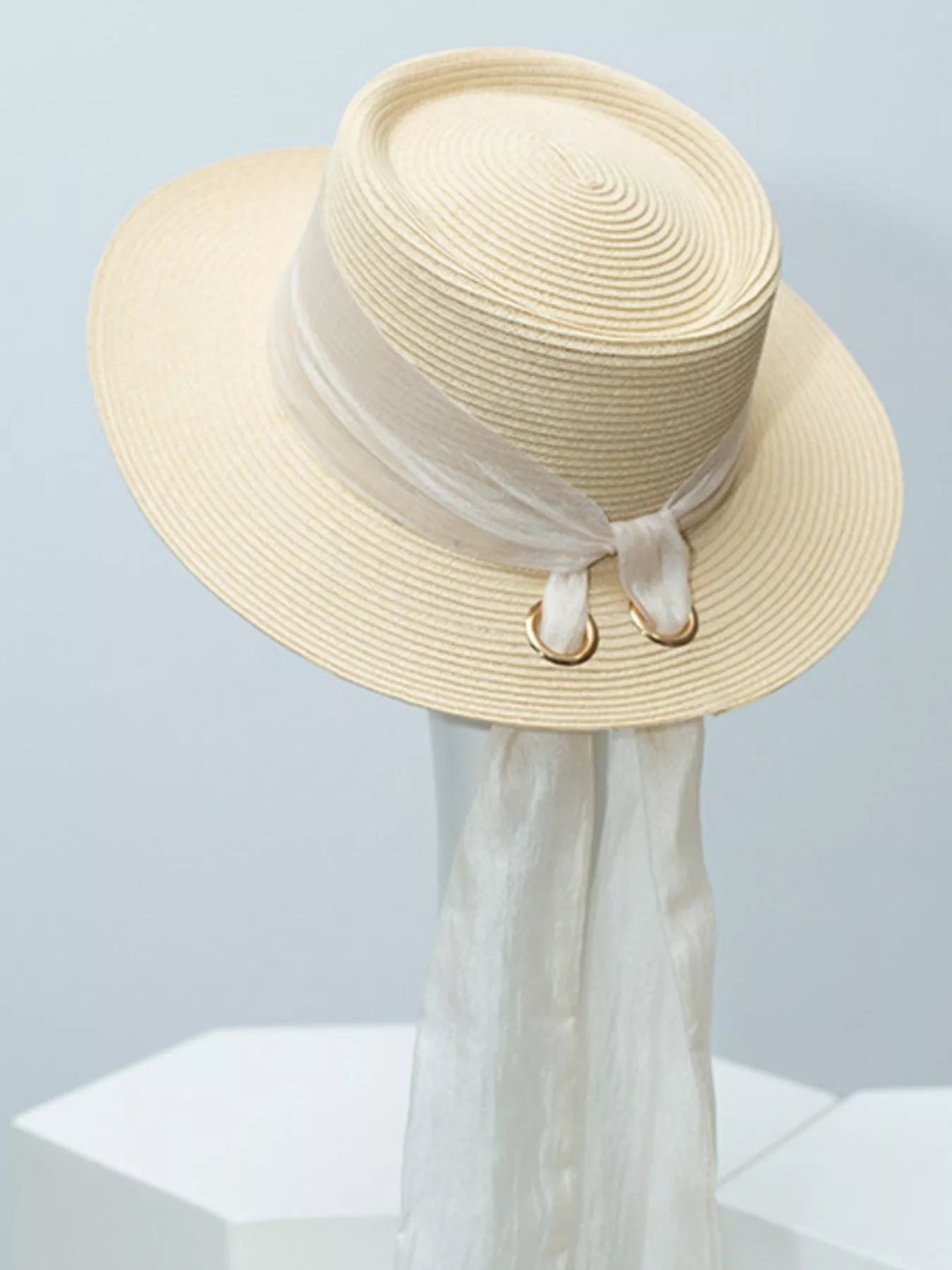 Ribbon Accent Straw Sun Hat
