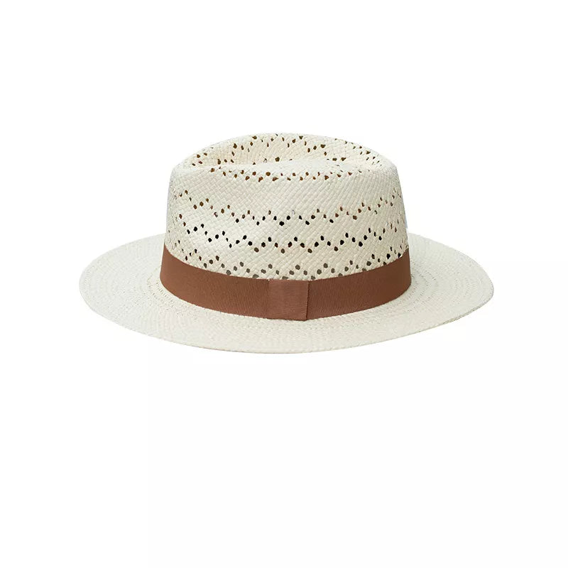 Straw Hat with Ribbon Accent