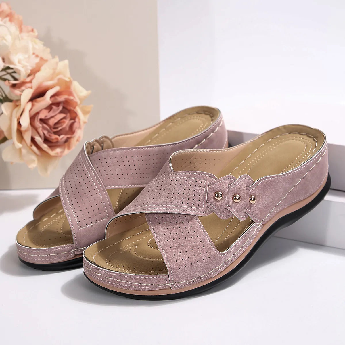 Crisscross Open Toe Wedge Sandals