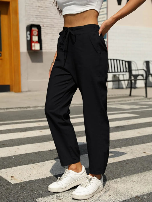 Elastic Waist Tapered Pants