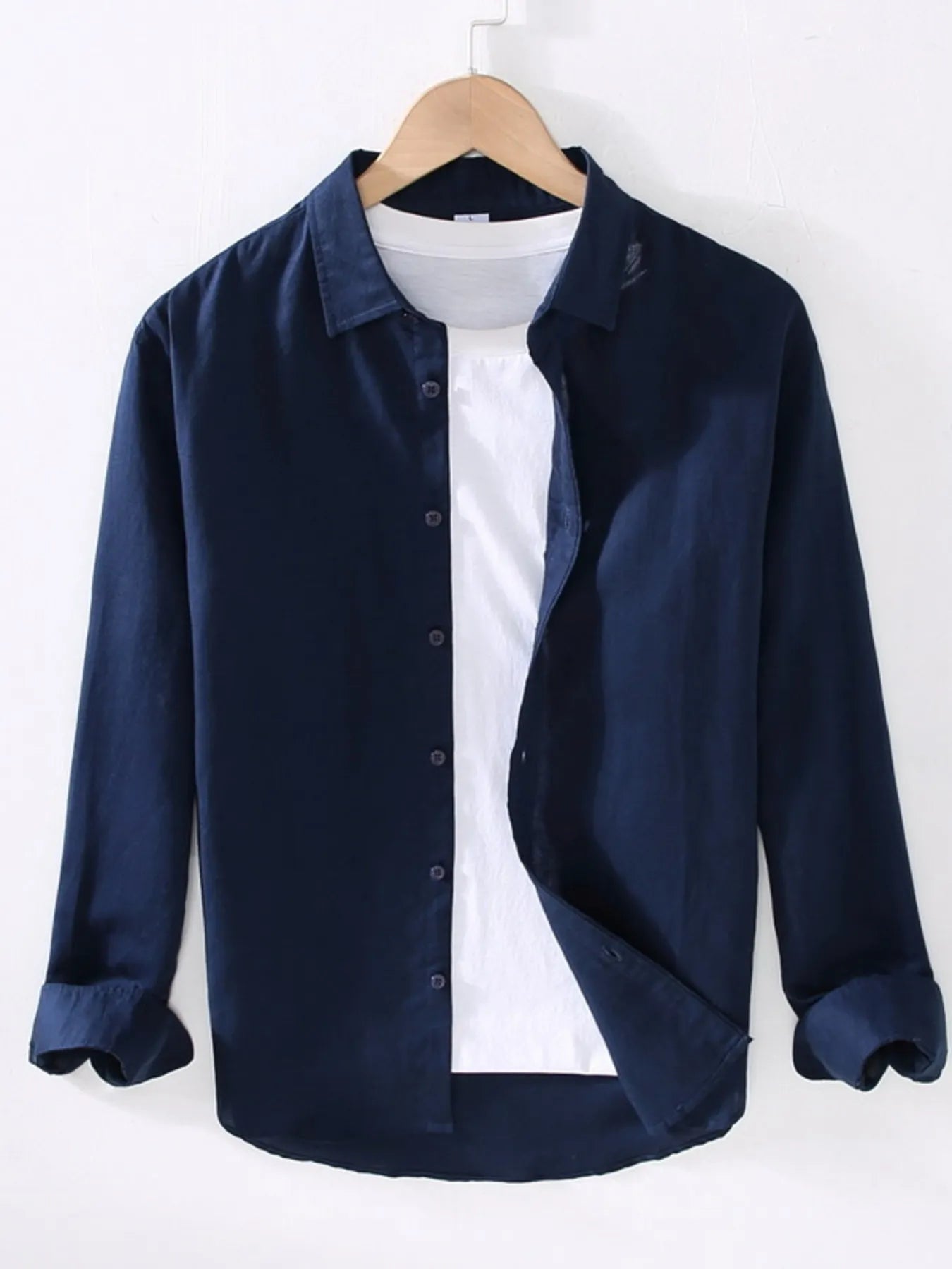 Men's Full Size Casual Long Sleeve Button-Up Shirt Plus Size