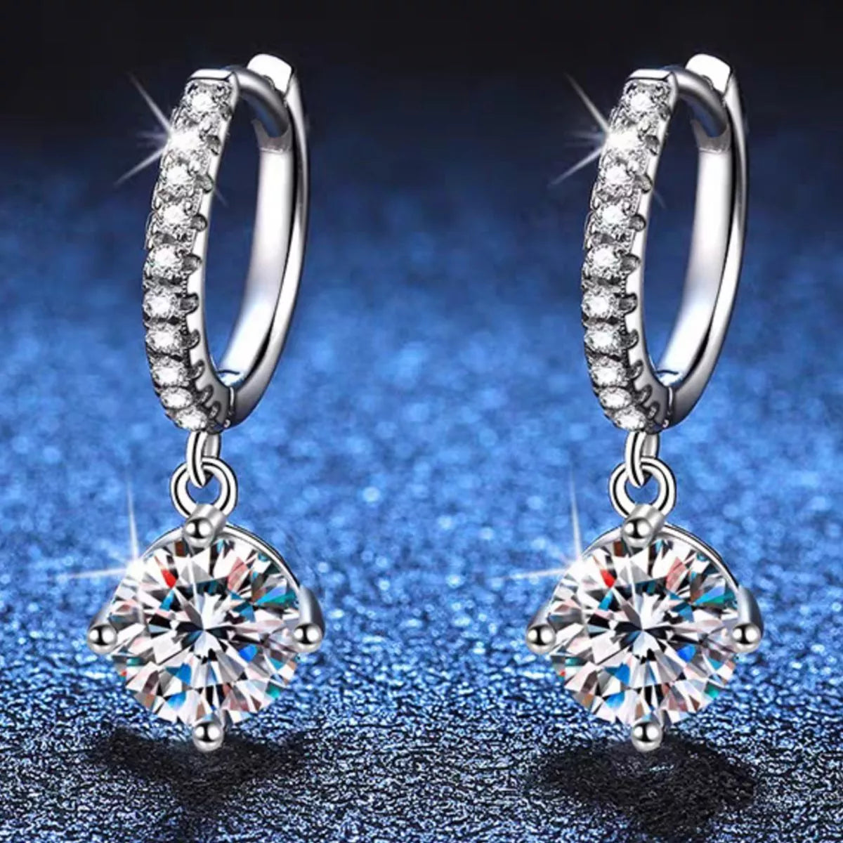 1 Carat Moissanite 925 Sterling Silver Drop Earrings