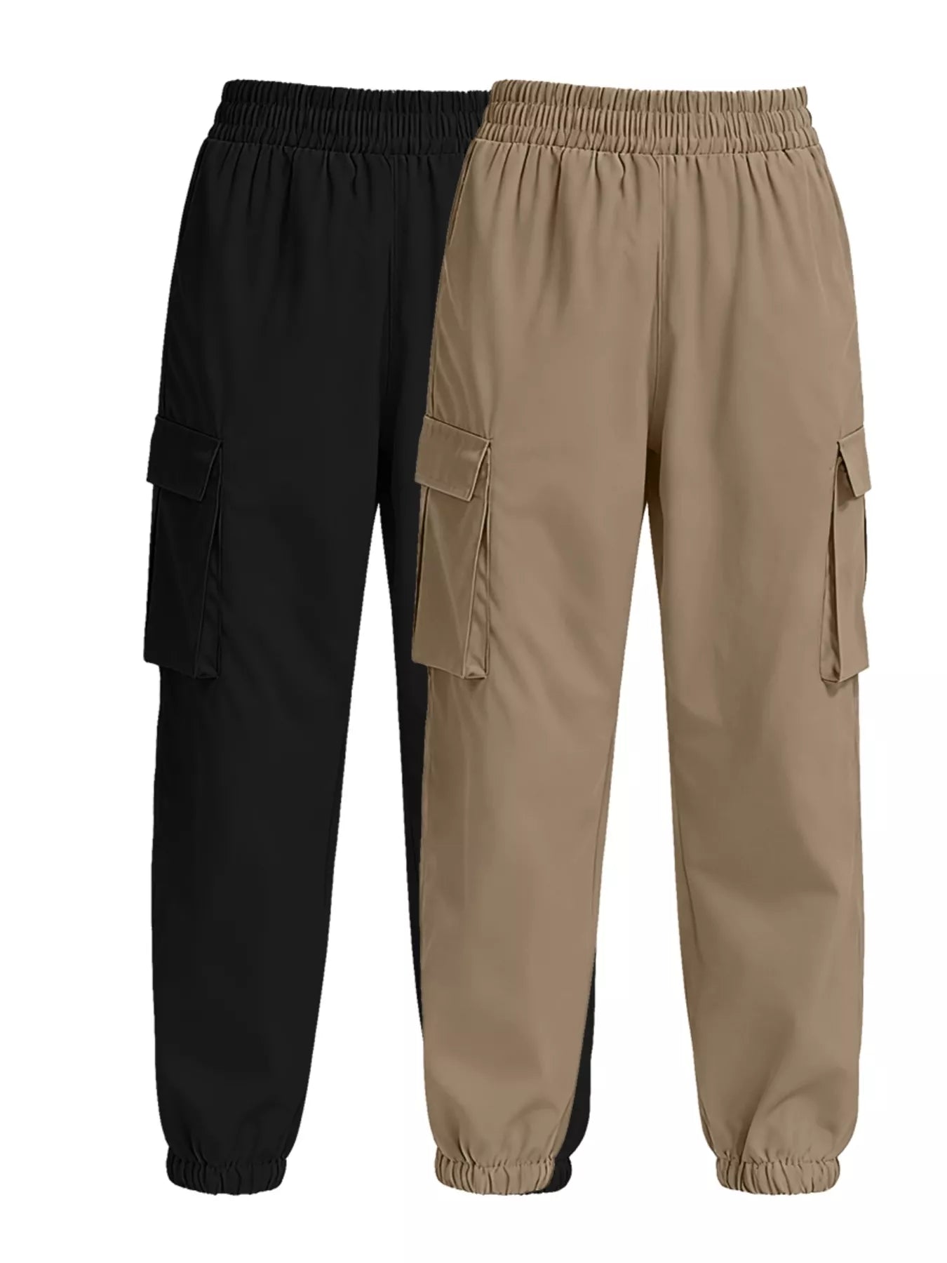 2 Piece Elastic Waist Cargo Pants