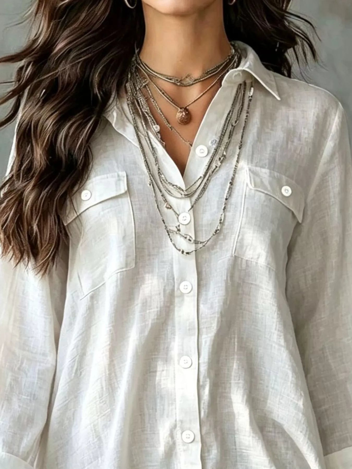 Casual Linen Shirt Dress with Pockets