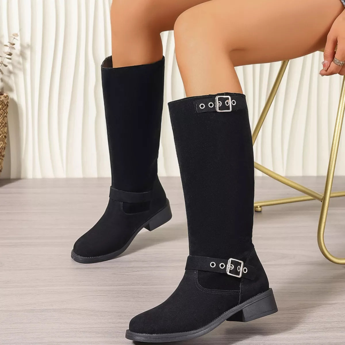 Round Toe Block Heels Boots