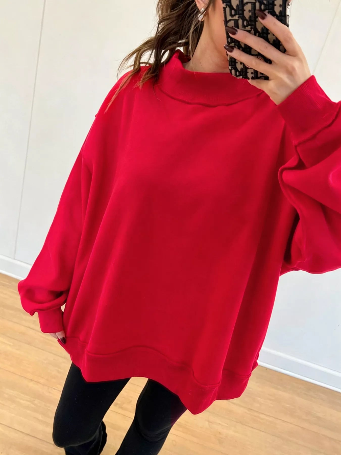 Mock Neck Dropped Shoulder Sweatshirt
